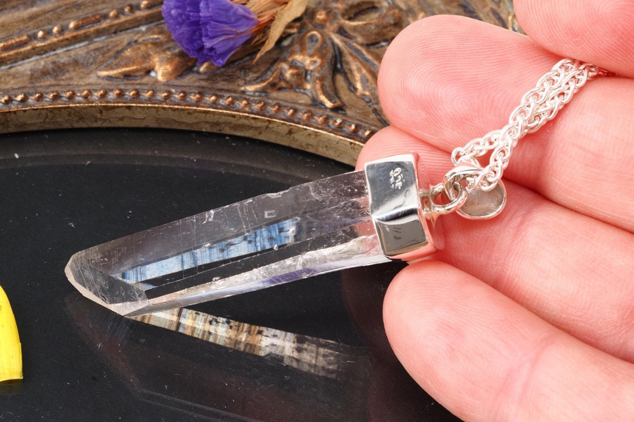 Lemuria Bergkristall Anhänger Silber Länge 52mm mit Öse