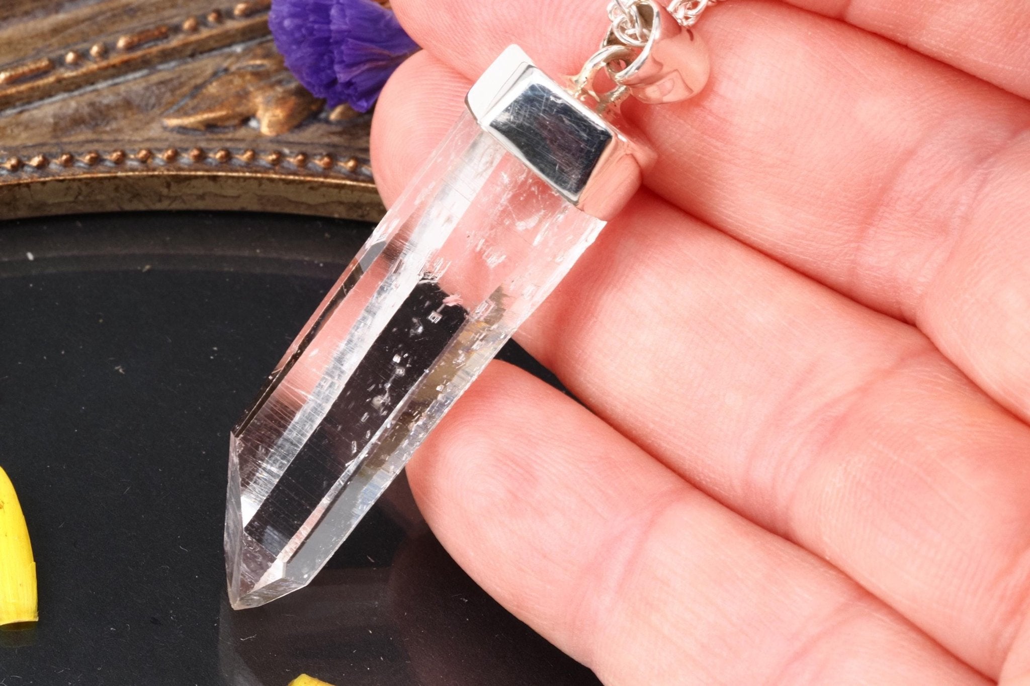 Lemuria Bergkristall Anhänger Silber Länge 52mm mit Öse