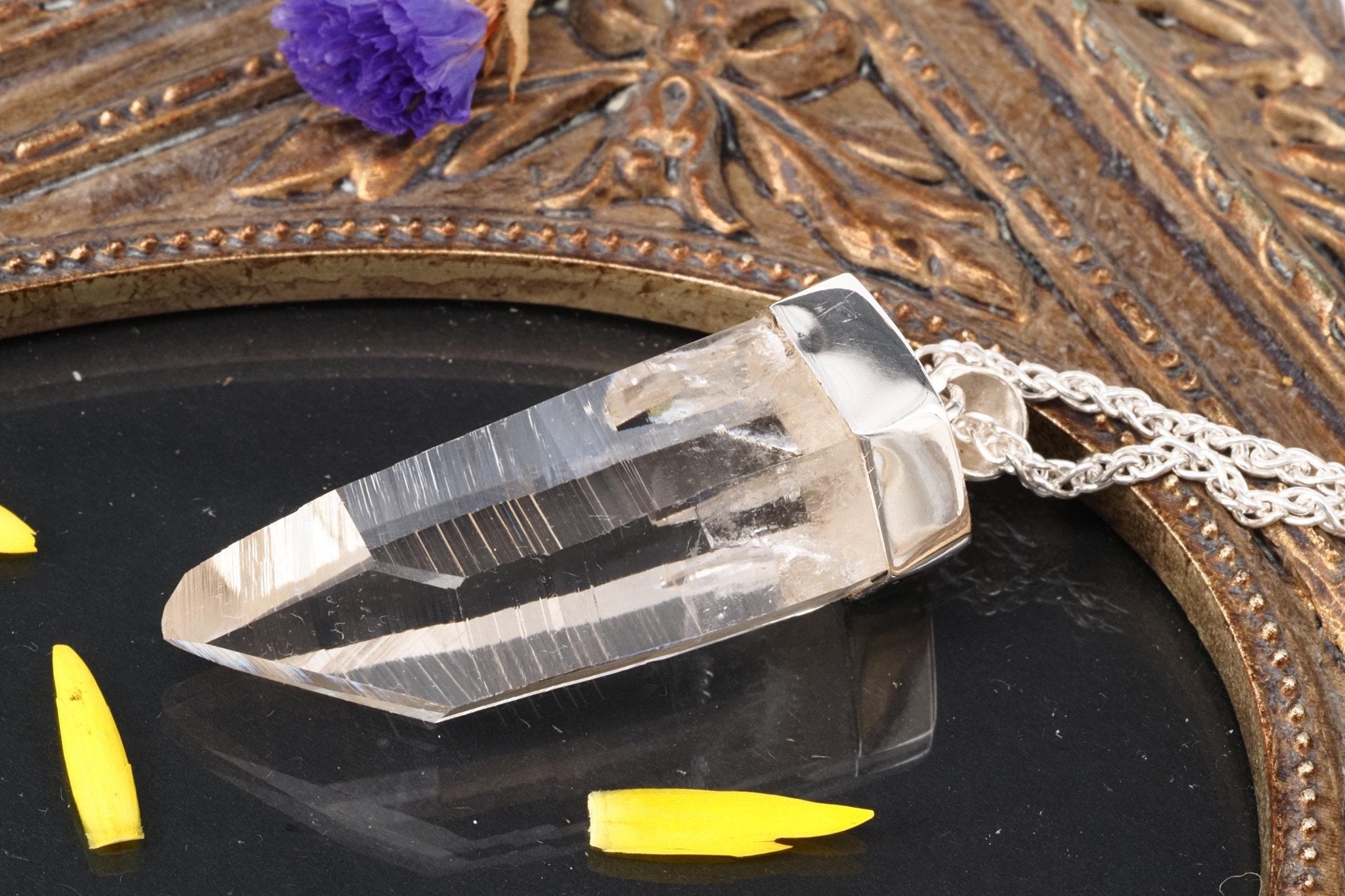 Lemuria Bergkristall Anhänger Silber Länge 53mm mit Öse