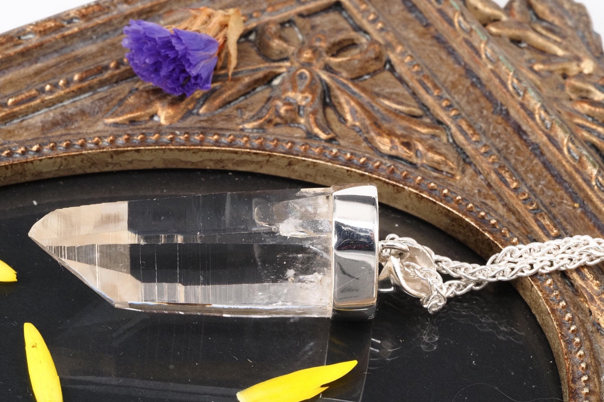 Lemuria Bergkristall Anhänger Silber Länge 53mm mit Öse