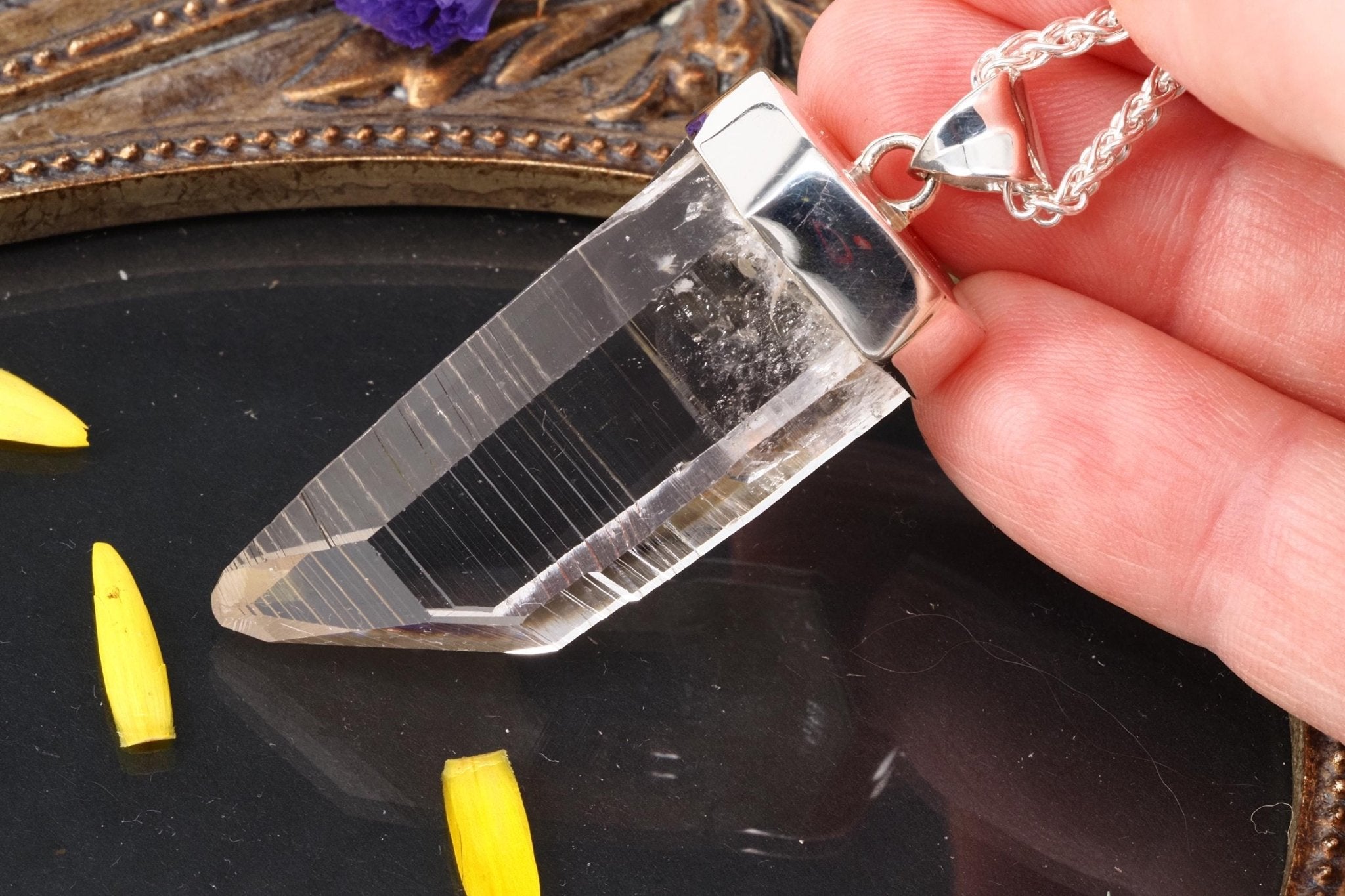 Lemuria Bergkristall Anhänger Silber Länge 53mm mit Öse