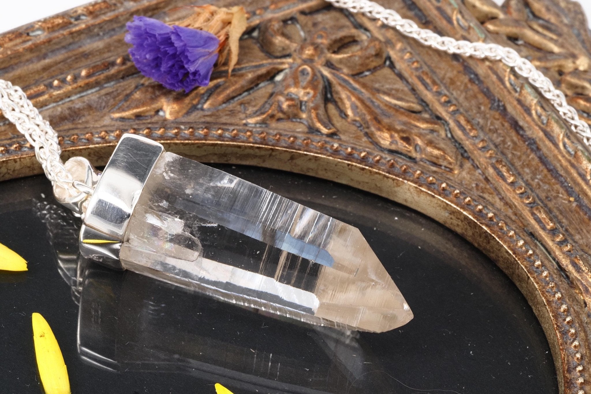 Lemuria Bergkristall Anhänger Silber Länge 53mm mit Öse