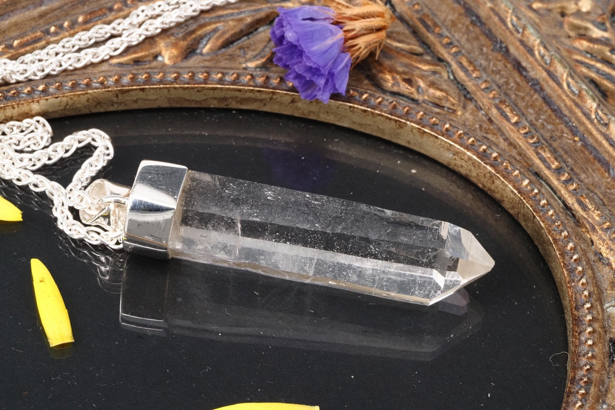 Lemuria Bergkristall Anhänger Silber Länge 54mm mit Öse