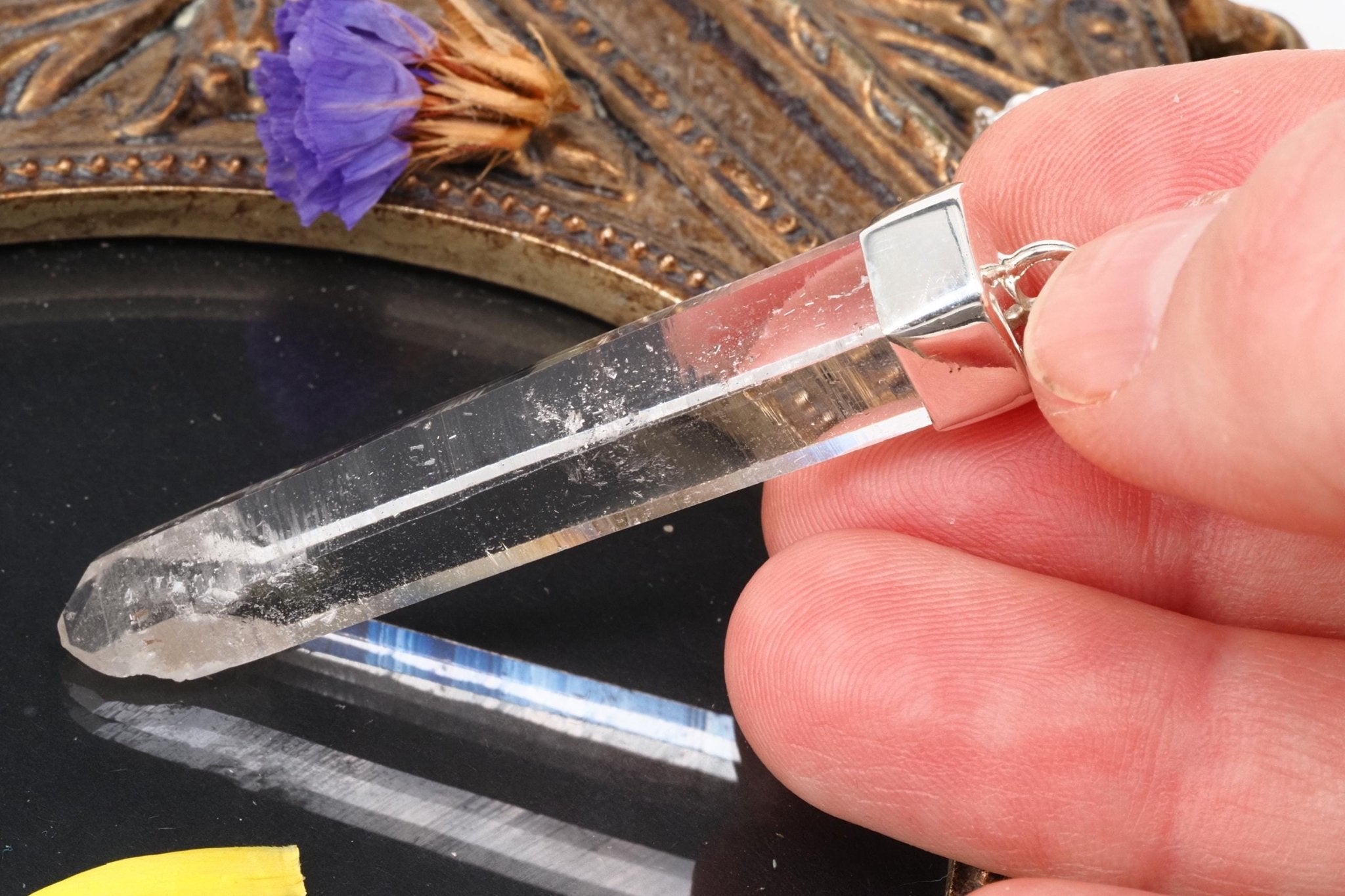 Lemuria Bergkristall Anhänger Sterling Silber Kolumbien