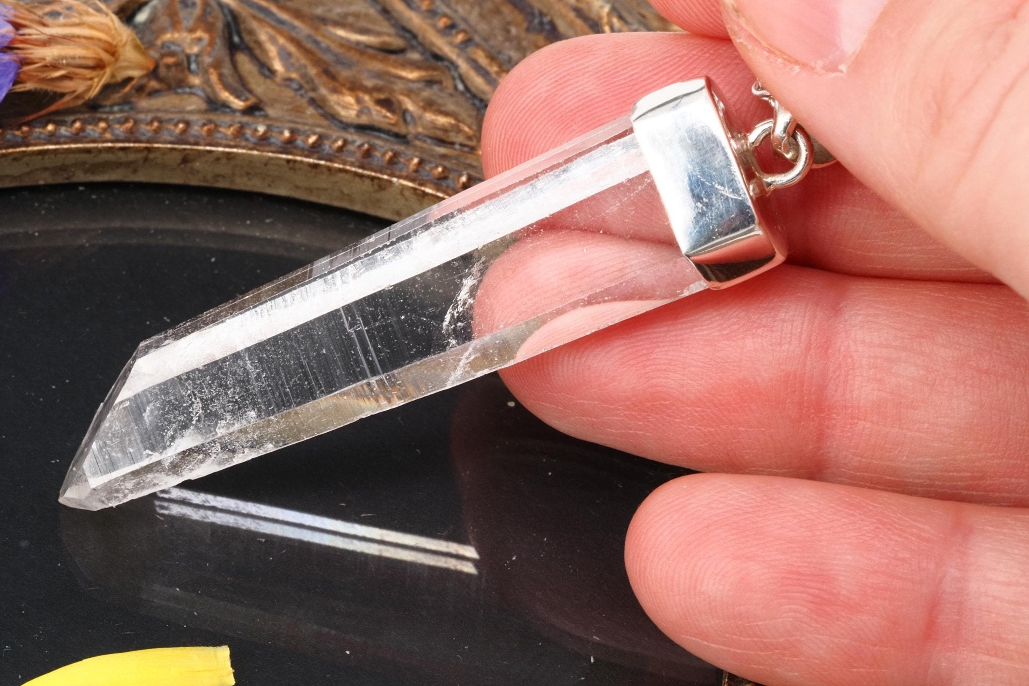 Lemuria Bergkristall Anhänger Sterling Silber Kolumbien