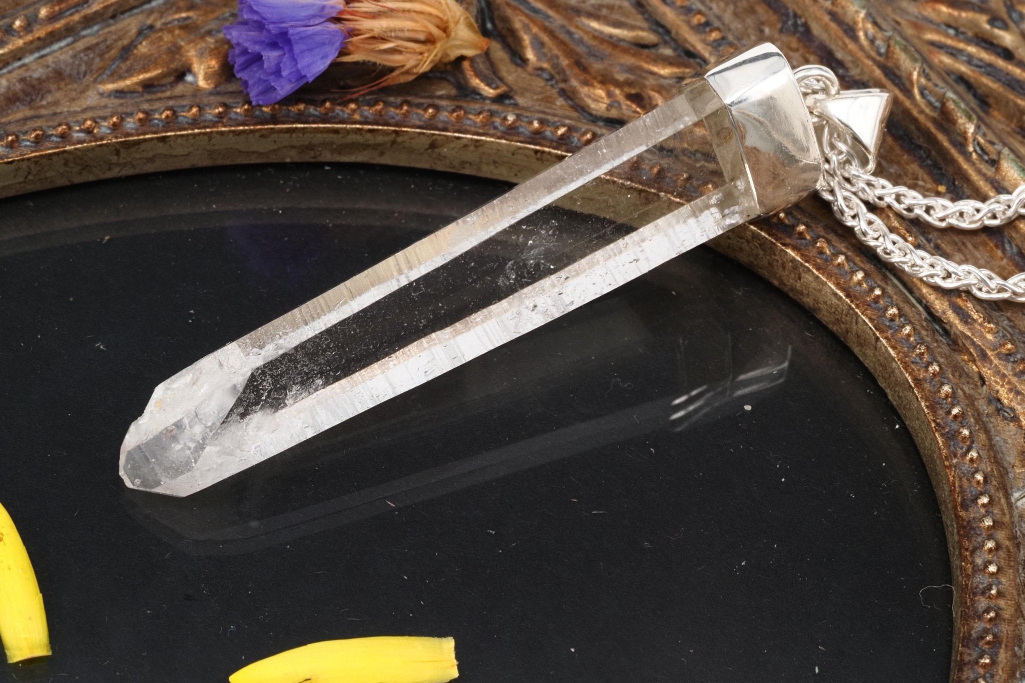 Lemuria Bergkristall Anhänger Sterling Silber Kolumbien