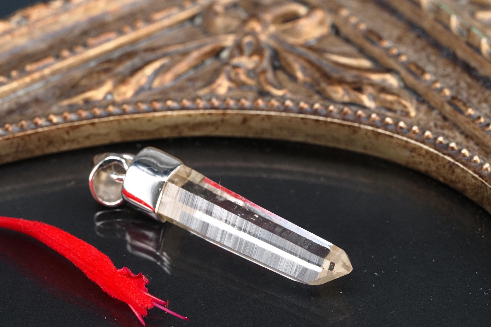 Lemurien Bergkristall Anhänger Silber Länge 40mm mit Öse