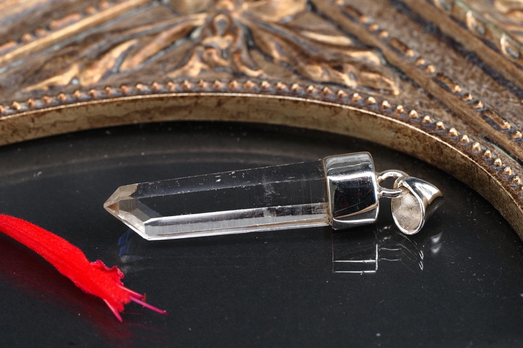 Lemurien Bergkristall Anhänger Silber Länge 40mm mit Öse