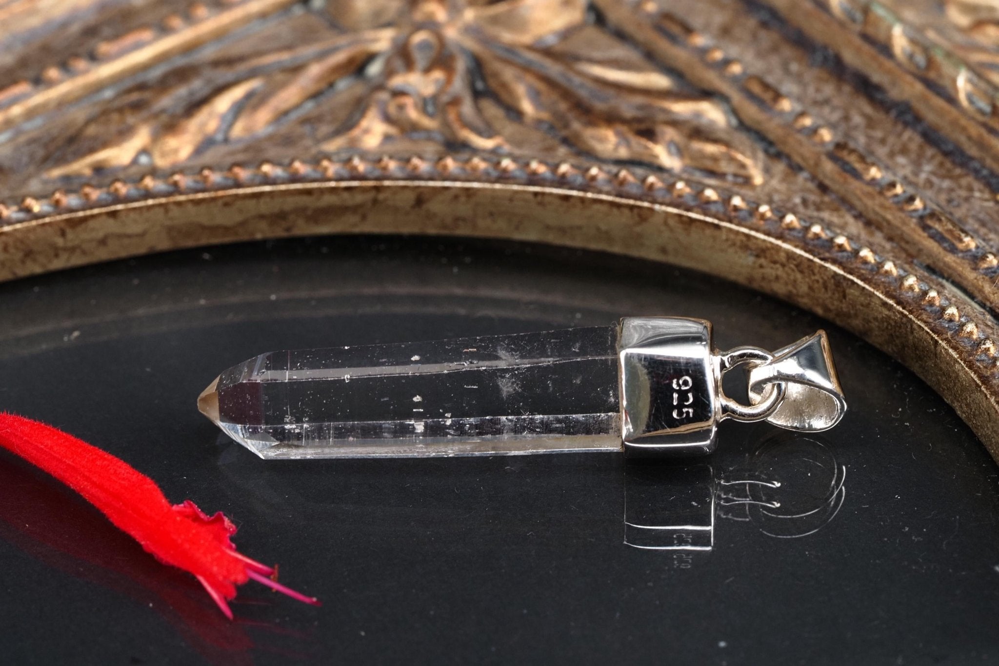 Lemurien Bergkristall Anhänger Silber Länge 40mm mit Öse