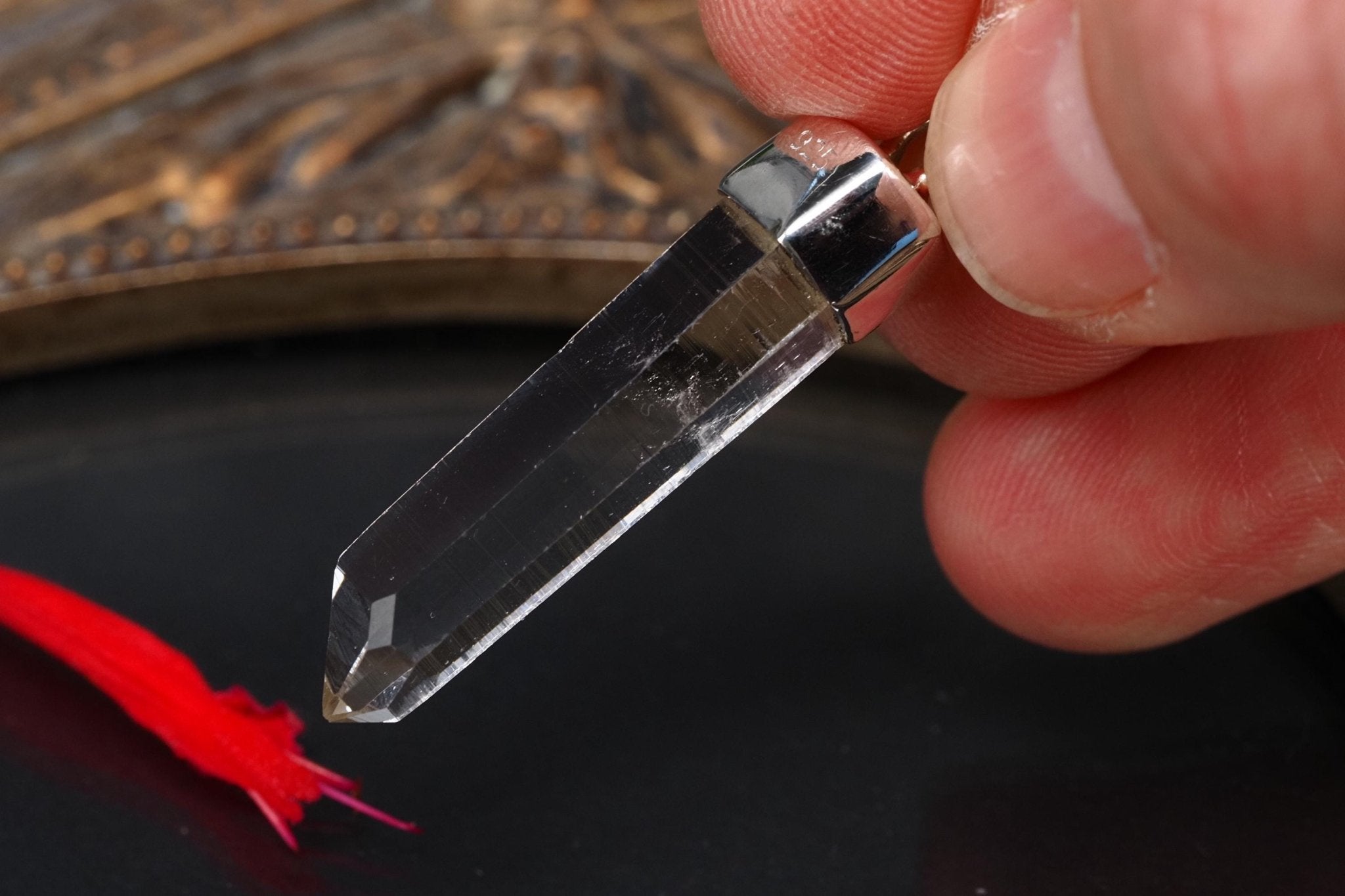 Lemurien Bergkristall Anhänger Silber Länge 40mm mit Öse