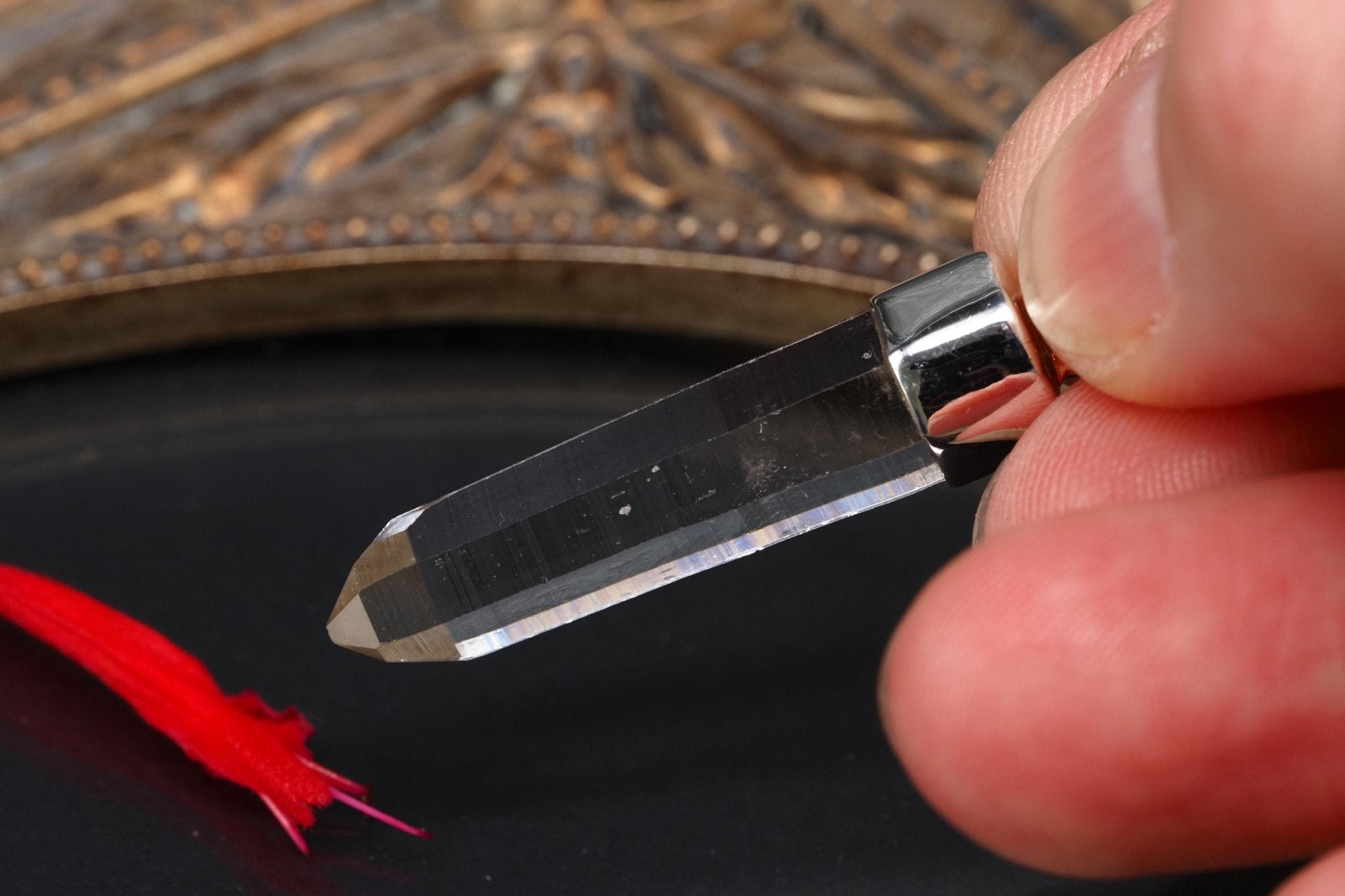 Lemurien Bergkristall Anhänger Silber Länge 40mm mit Öse