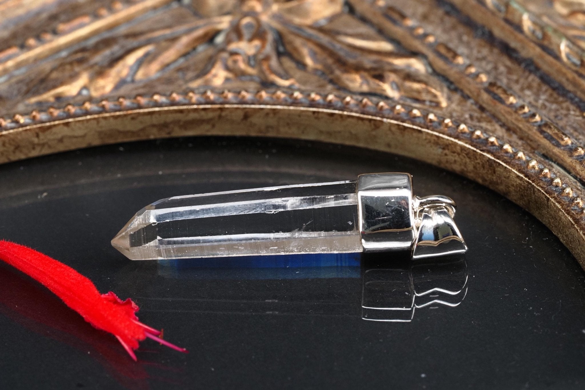 Lemurien Bergkristall Anhänger Silber Länge 40mm mit Öse