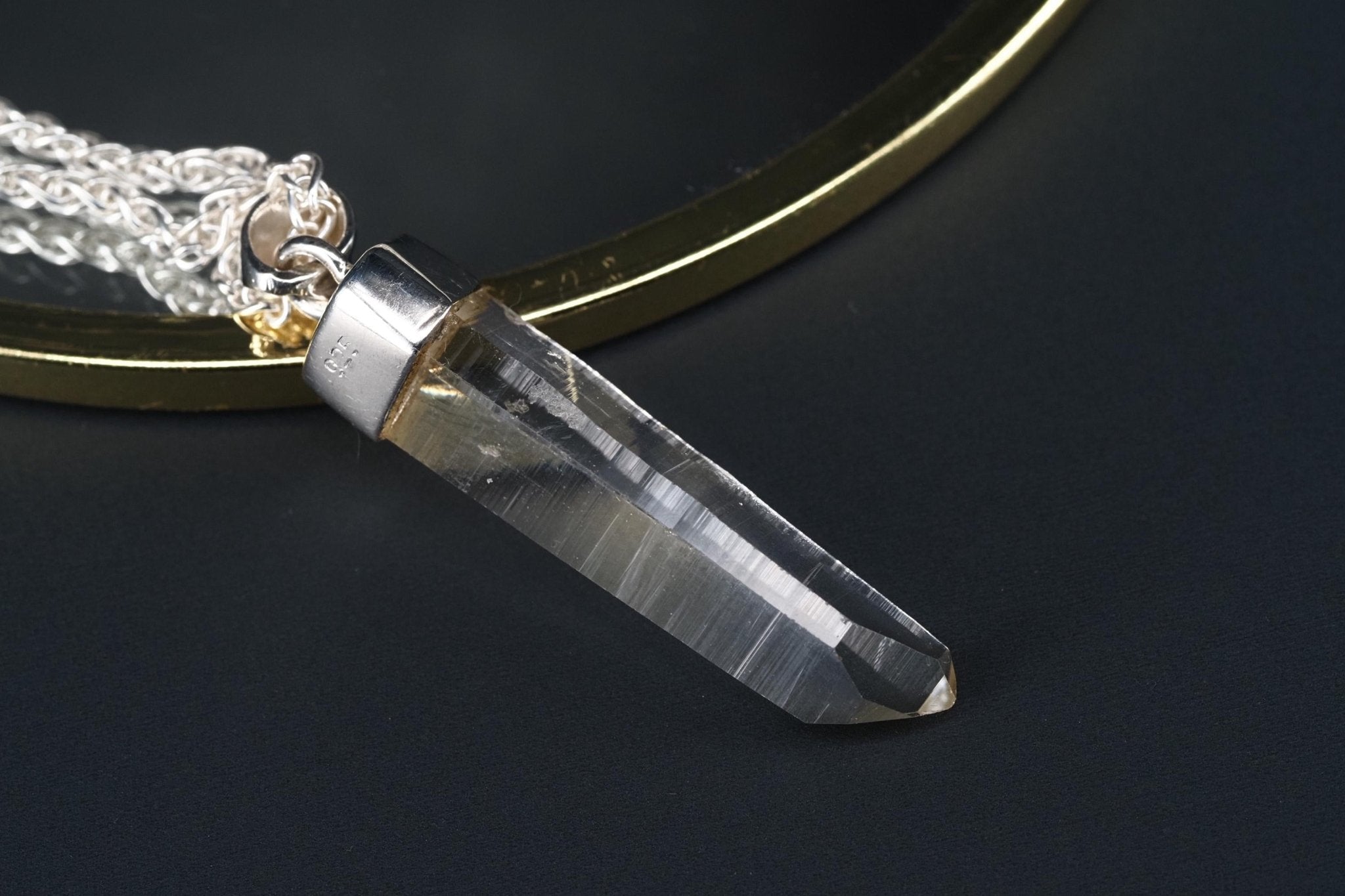 Lemurien Bergkristall Anhänger Silber Länge 42,8mm mit Öse