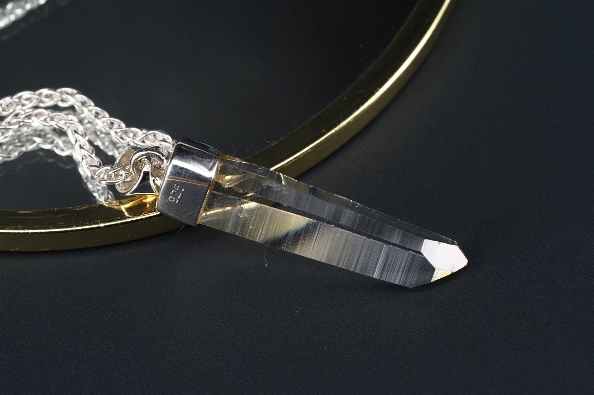 Lemurien Bergkristall Anhänger Silber Länge 42,8mm mit Öse