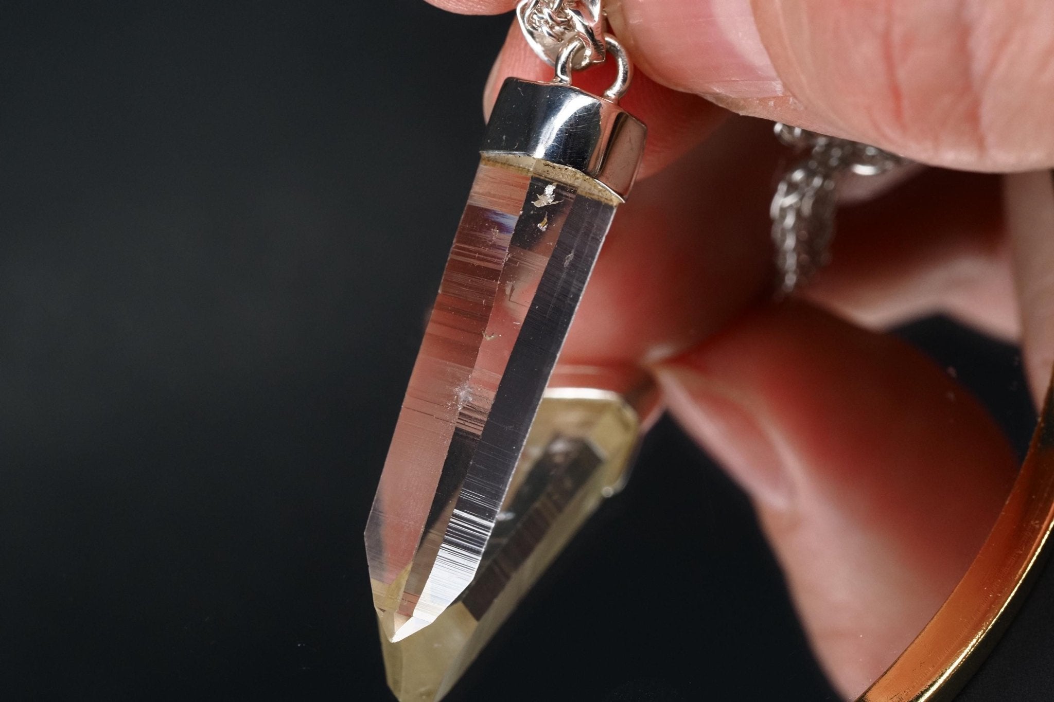 Lemurien Bergkristall Anhänger Silber Länge 42,8mm mit Öse