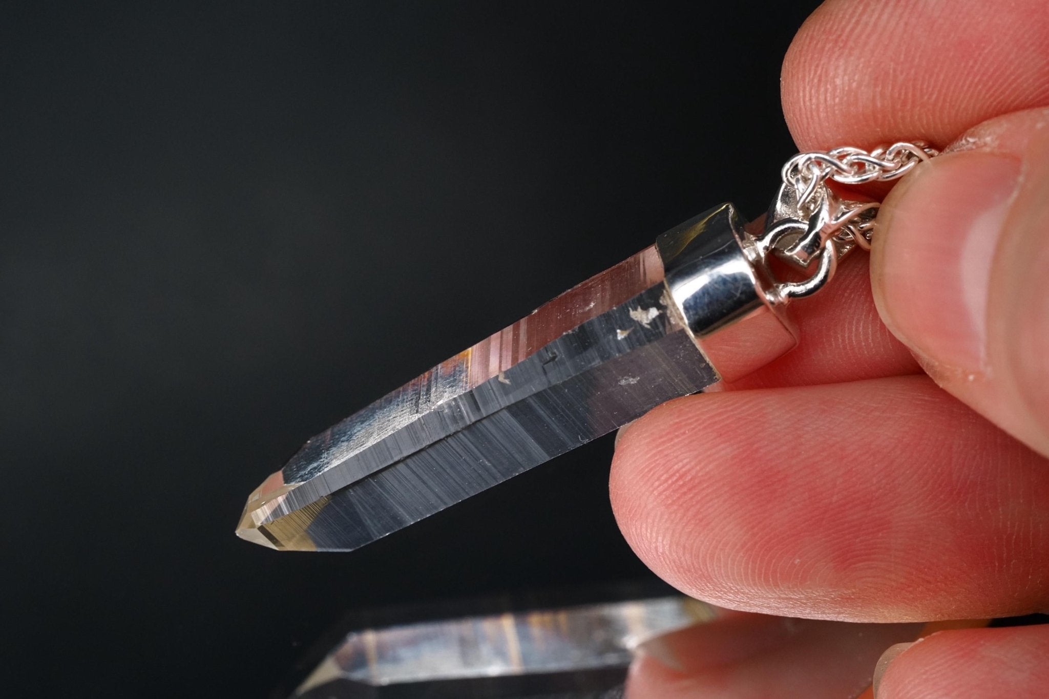 Lemurien Bergkristall Anhänger Silber Länge 42,8mm mit Öse