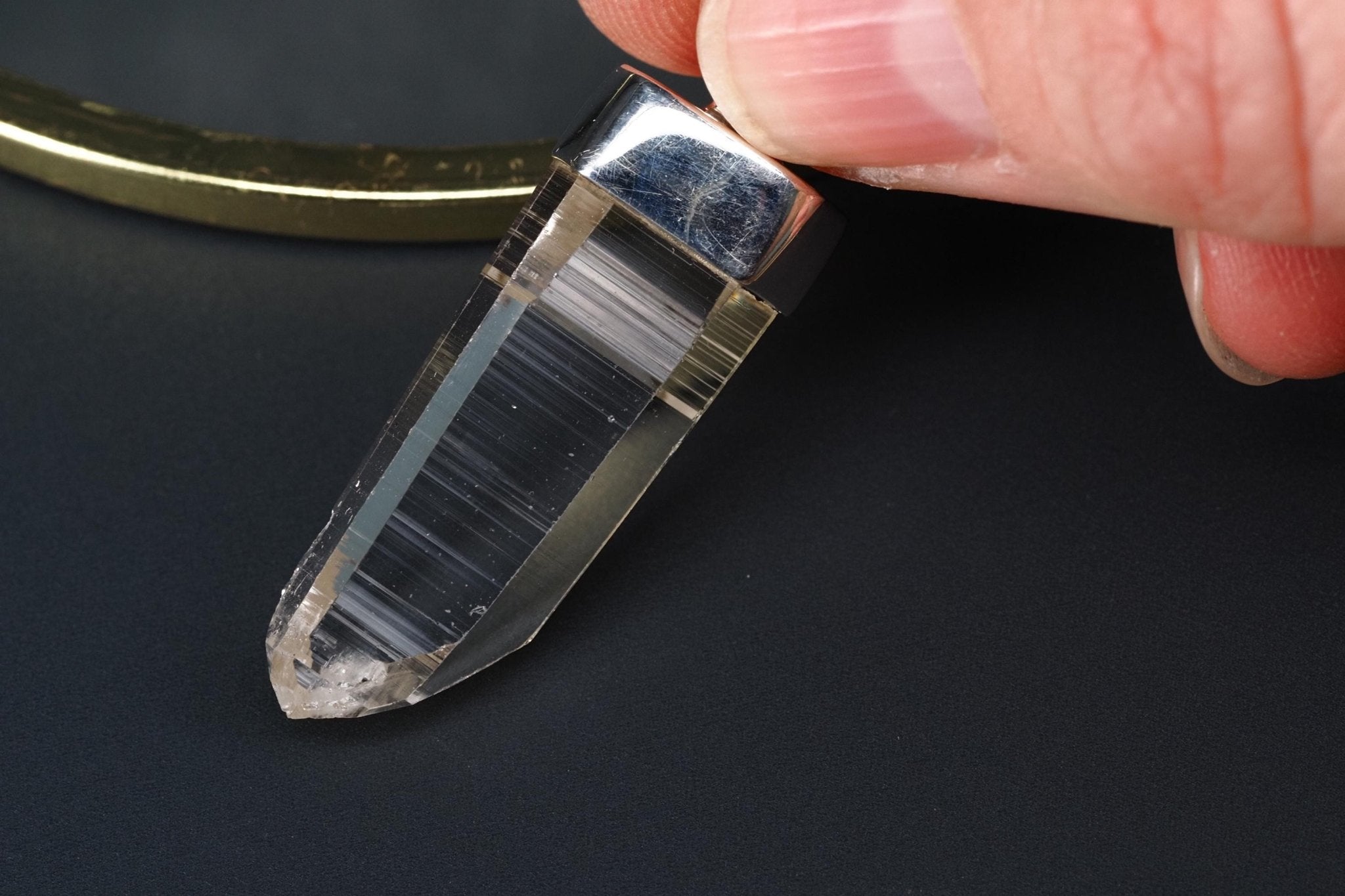 Lemurien Bergkristall Anhänger Silber Länge 42,9mm mit Öse