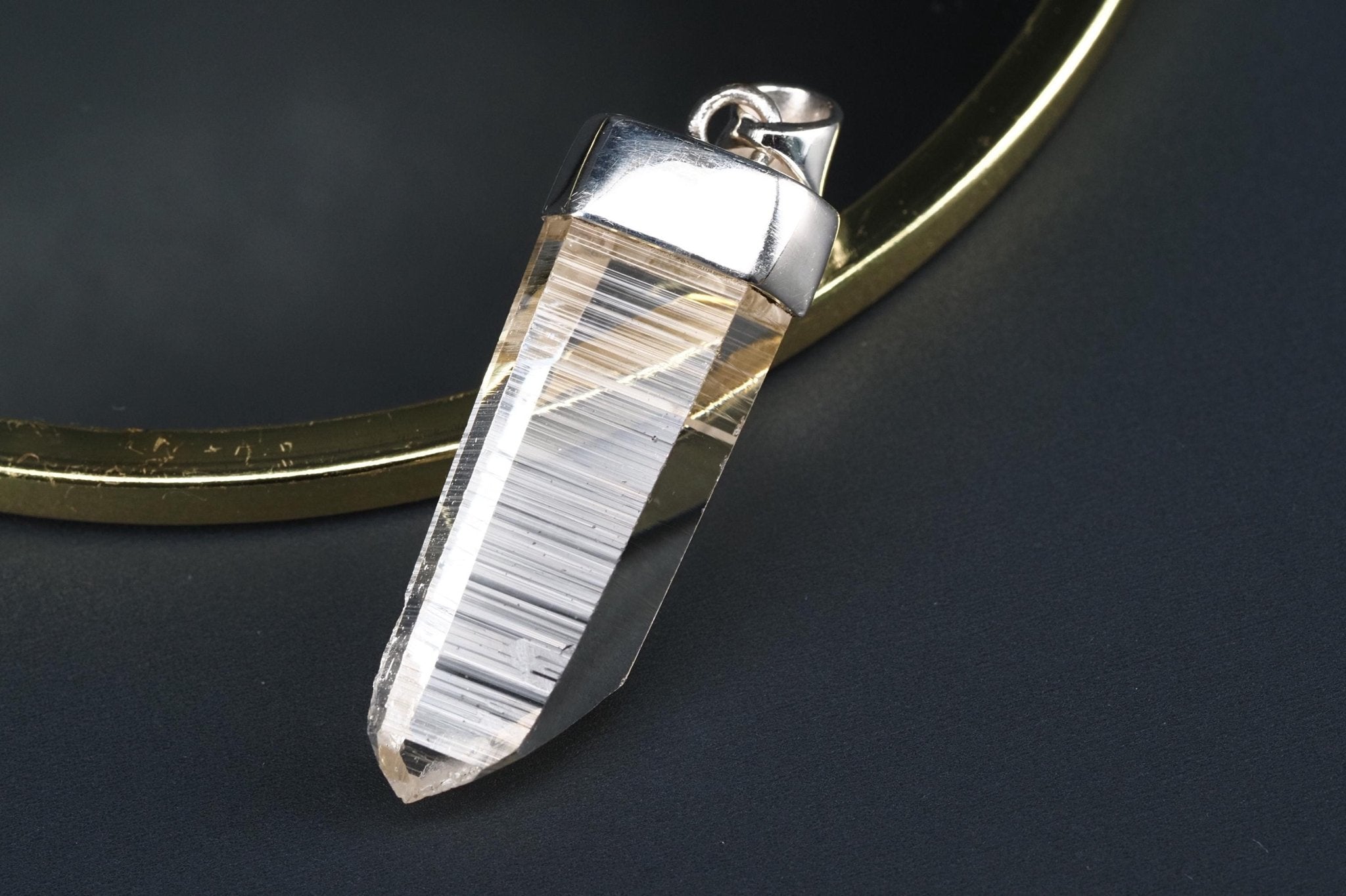 Lemurien Bergkristall Anhänger Silber Länge 42,9mm mit Öse