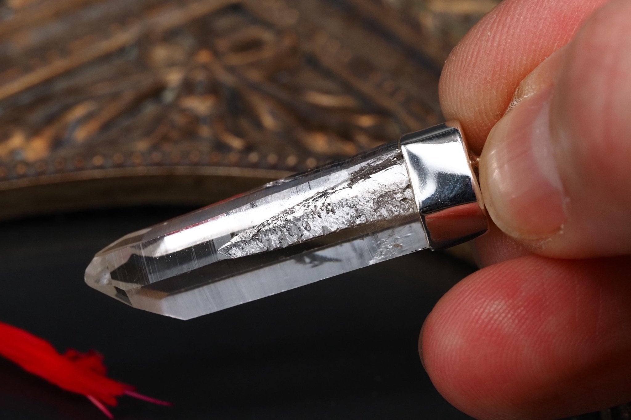 Lemurien Bergkristall Anhänger Silber Länge 44mm mit Öse