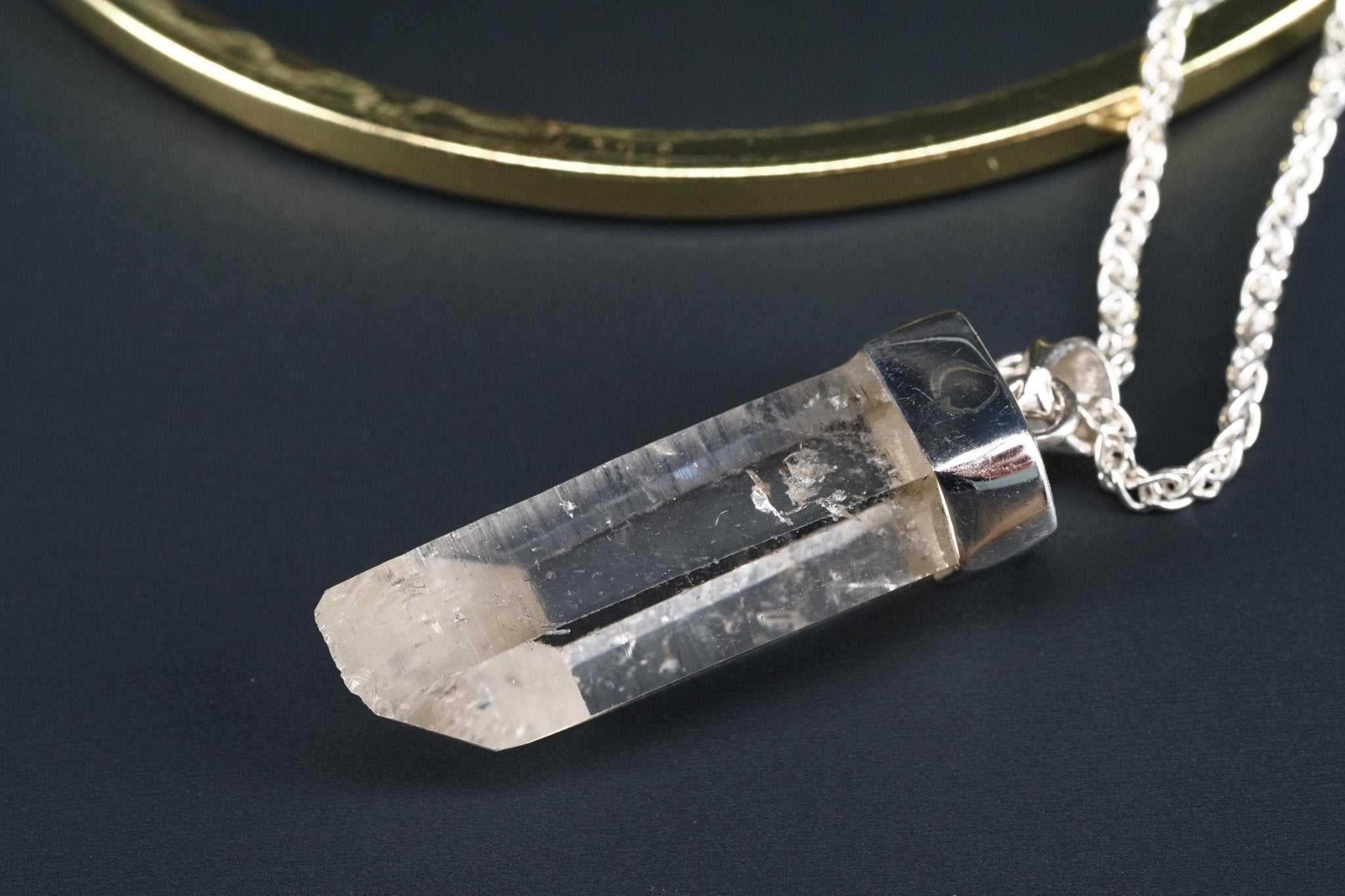 Lemurien Bergkristall Anhänger Silber Länge 45,5mm mit Öse