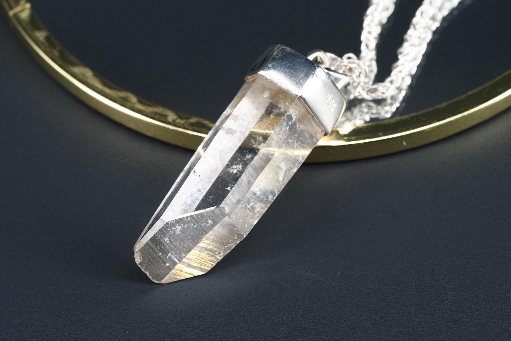 Lemurien Bergkristall Anhänger Silber Länge 45,5mm mit Öse