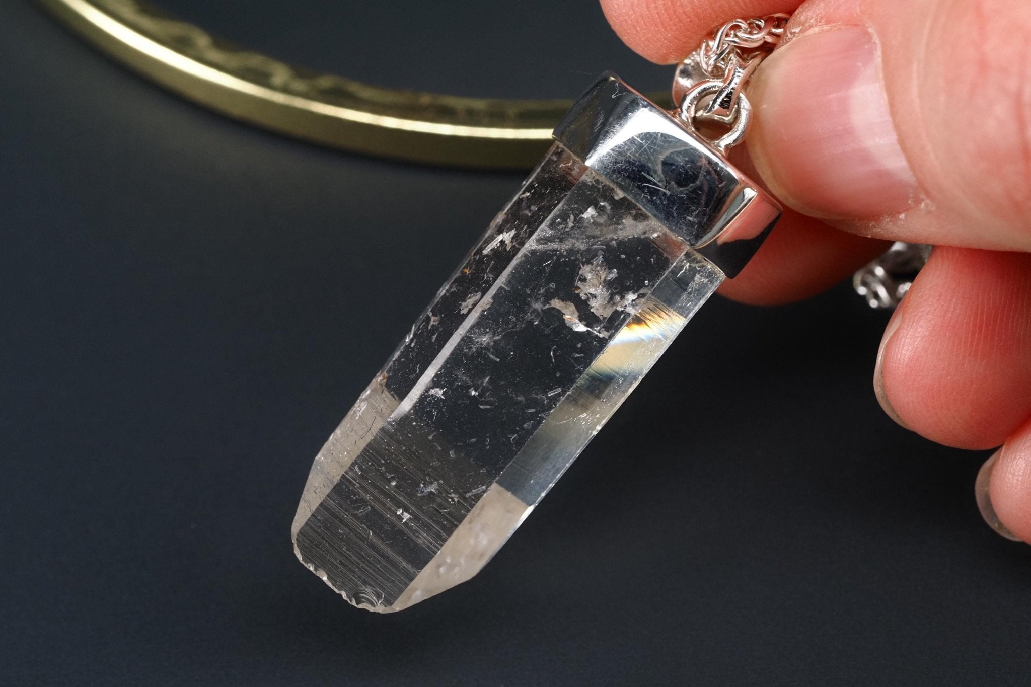 Lemurien Bergkristall Anhänger Silber Länge 45,5mm mit Öse