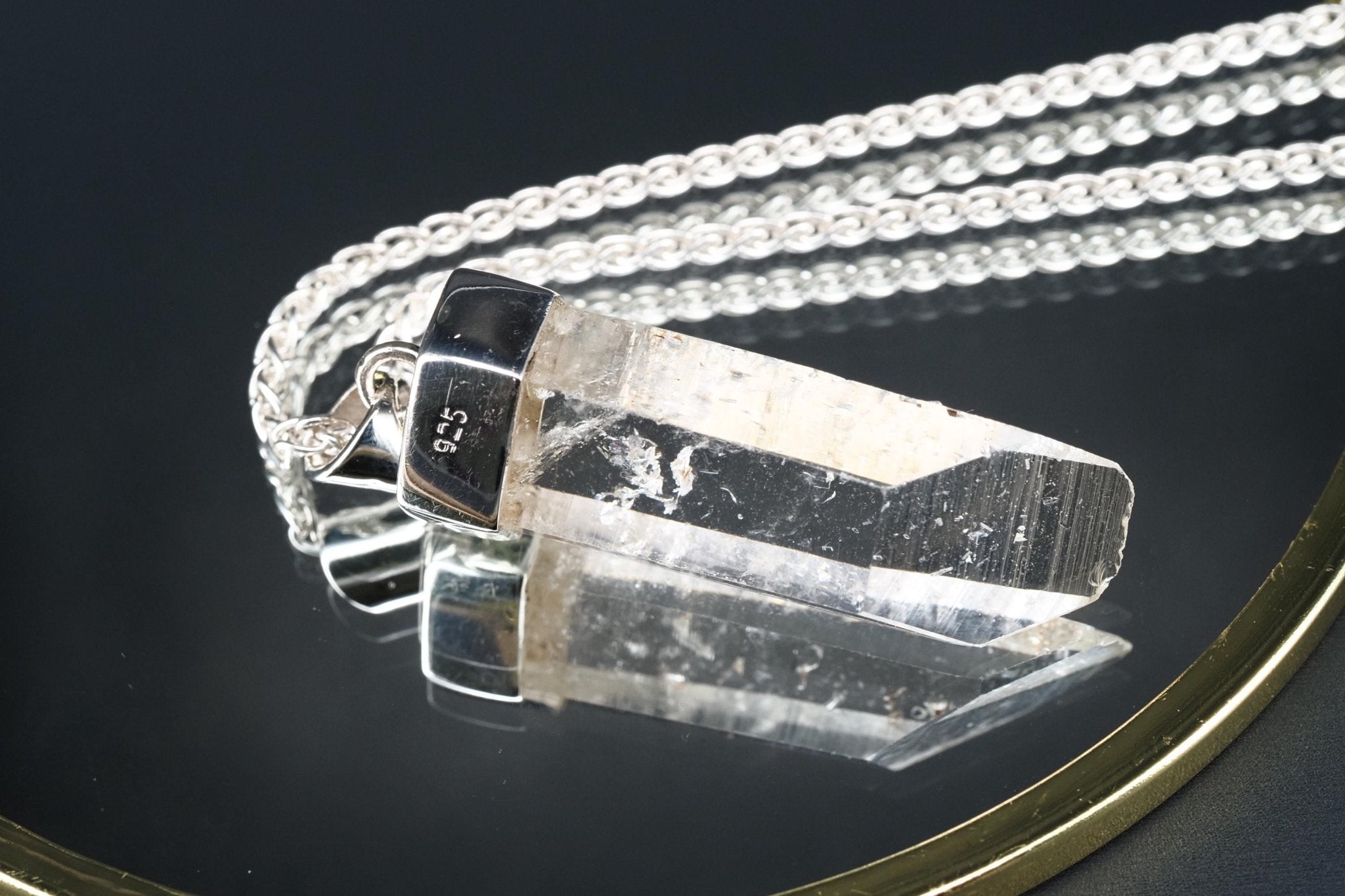 Lemurien Bergkristall Anhänger Silber Länge 45,5mm mit Öse