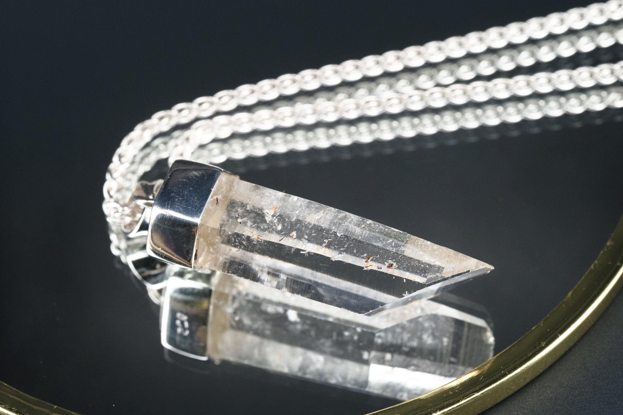 Lemurien Bergkristall Anhänger Silber Länge 45,5mm mit Öse