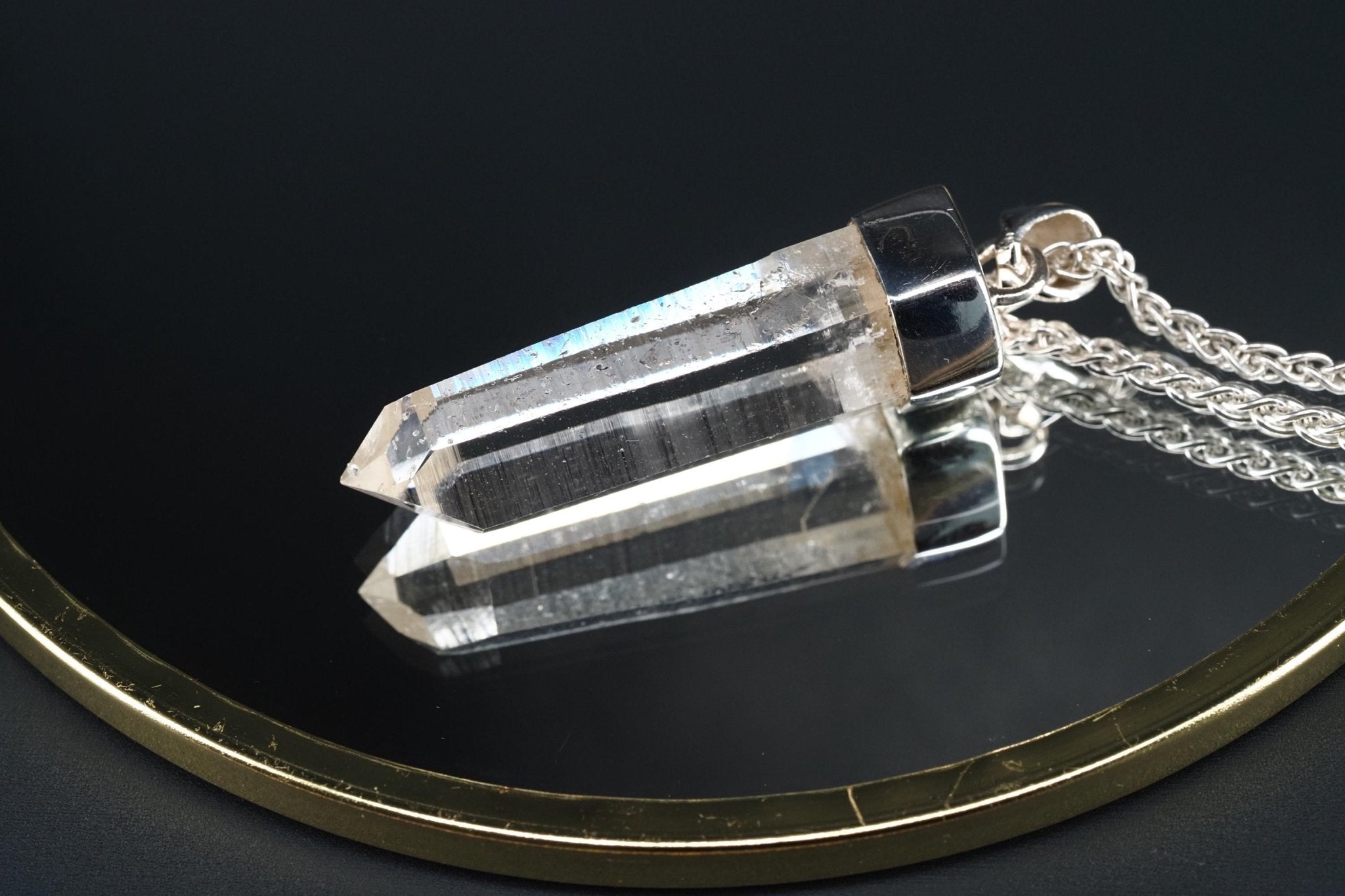 Lemurien Bergkristall Anhänger Silber Länge 45mm mit Öse