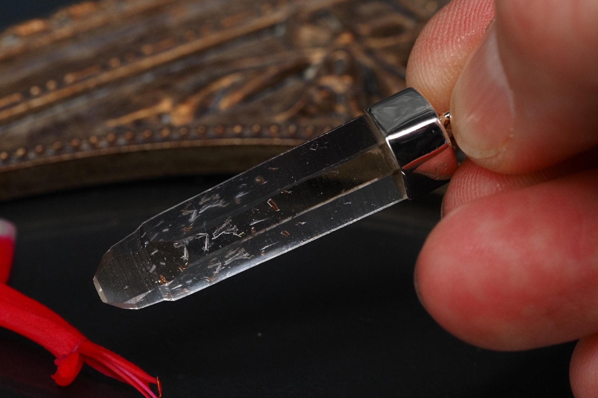 Lemurien Bergkristall Anhänger Silber Länge 45mm mit Öse