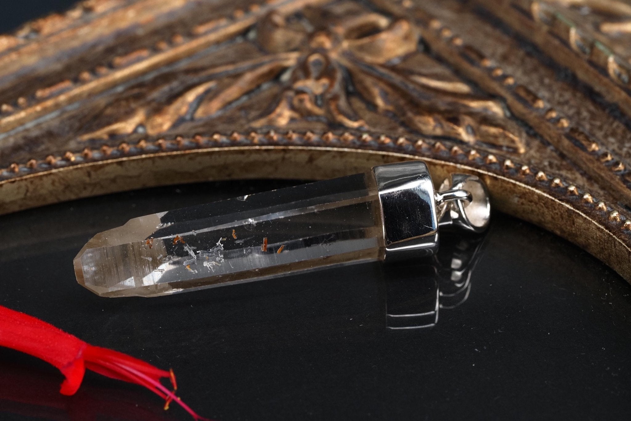 Lemurien Bergkristall Anhänger Silber Länge 45mm mit Öse