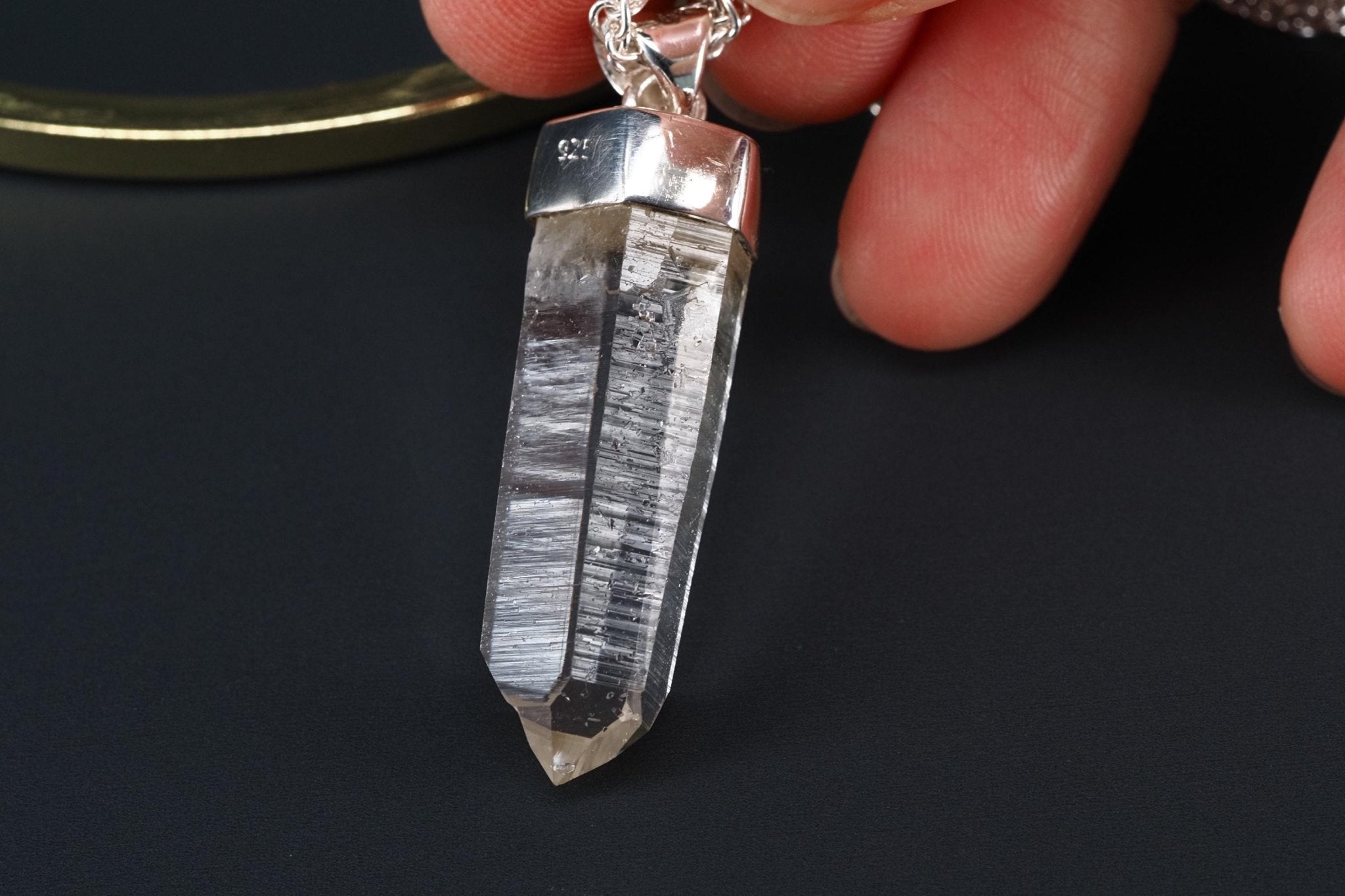 Lemurien Bergkristall Anhänger Silber Länge 45mm mit Öse