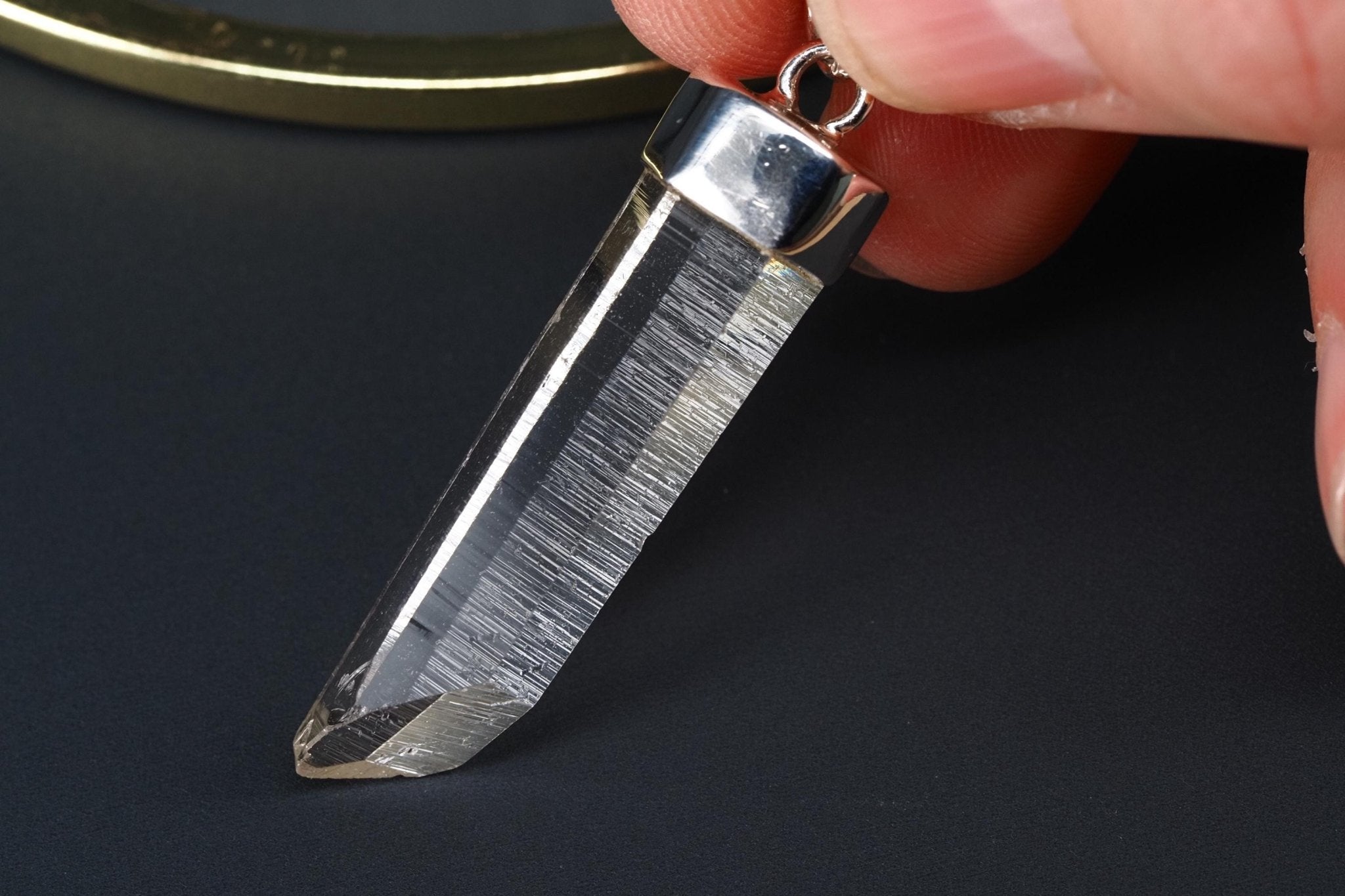 Lemurien Bergkristall Anhänger Silber Länge 46,9mm mit Öse