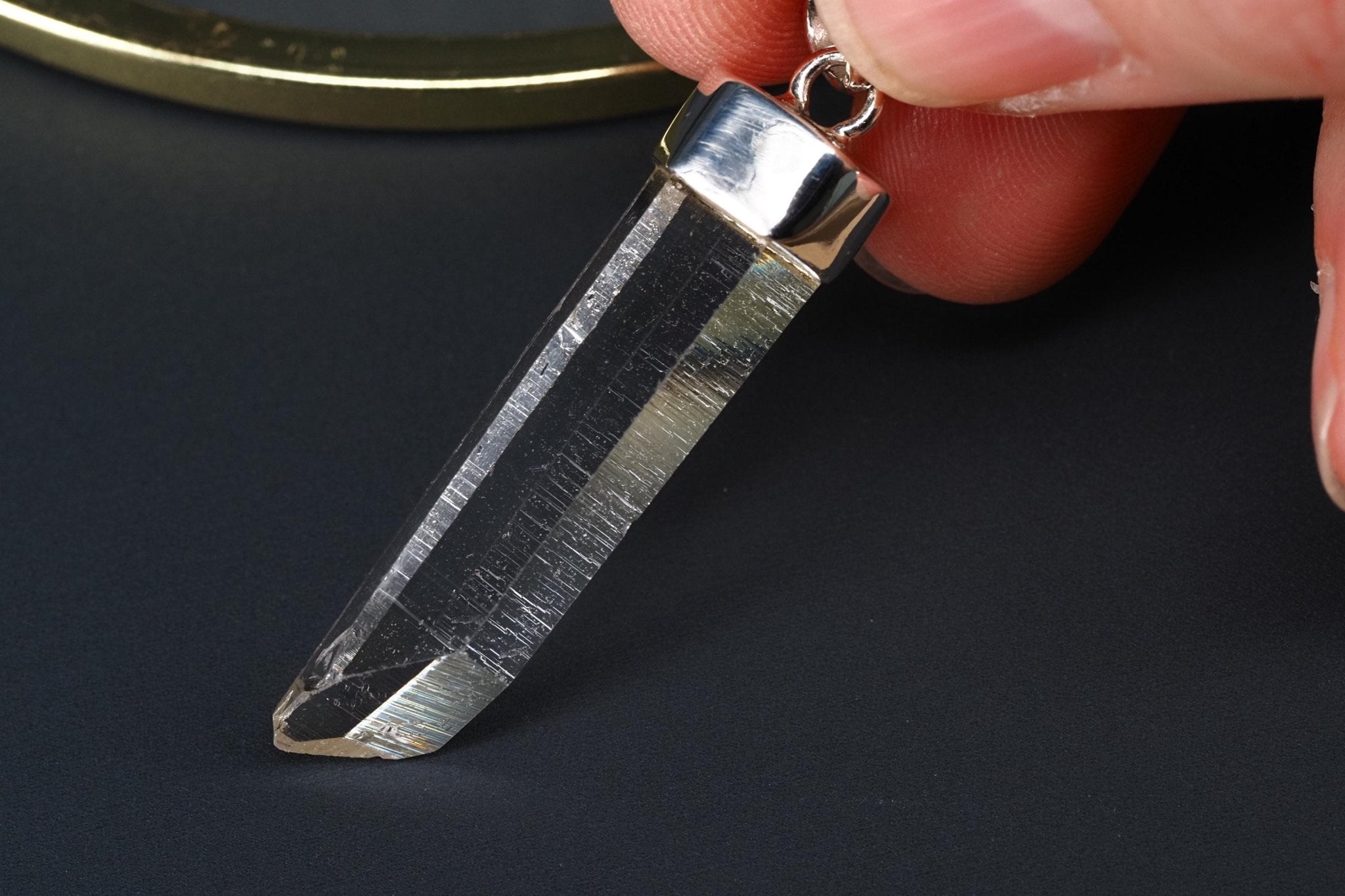 Lemurien Bergkristall Anhänger Silber Länge 46,9mm mit Öse