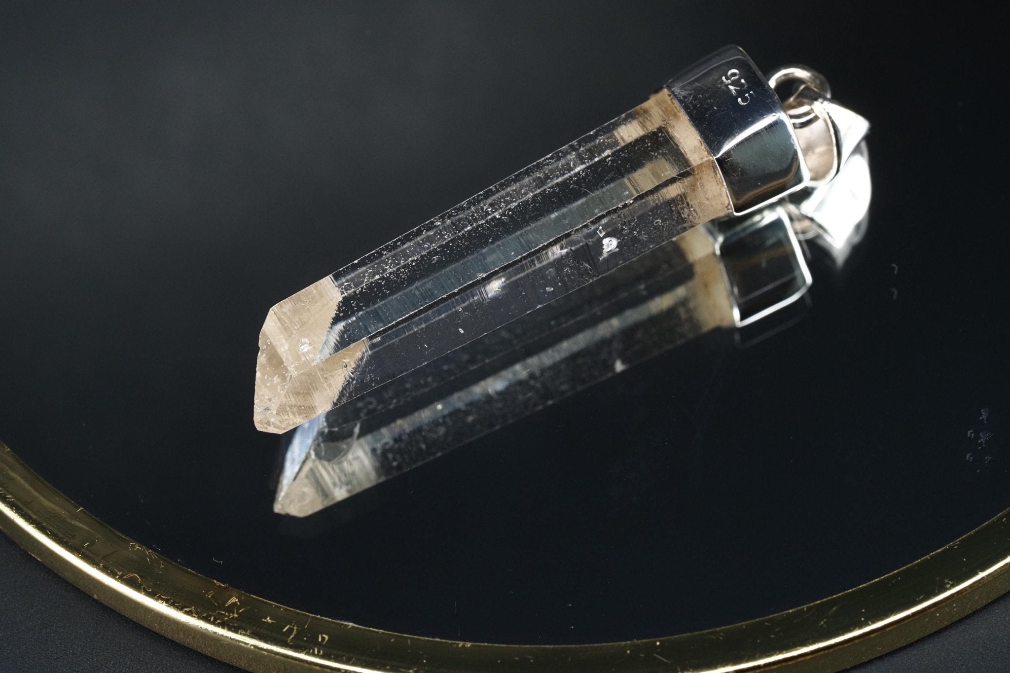 Lemurien Bergkristall Anhänger Silber Länge 46,9mm mit Öse