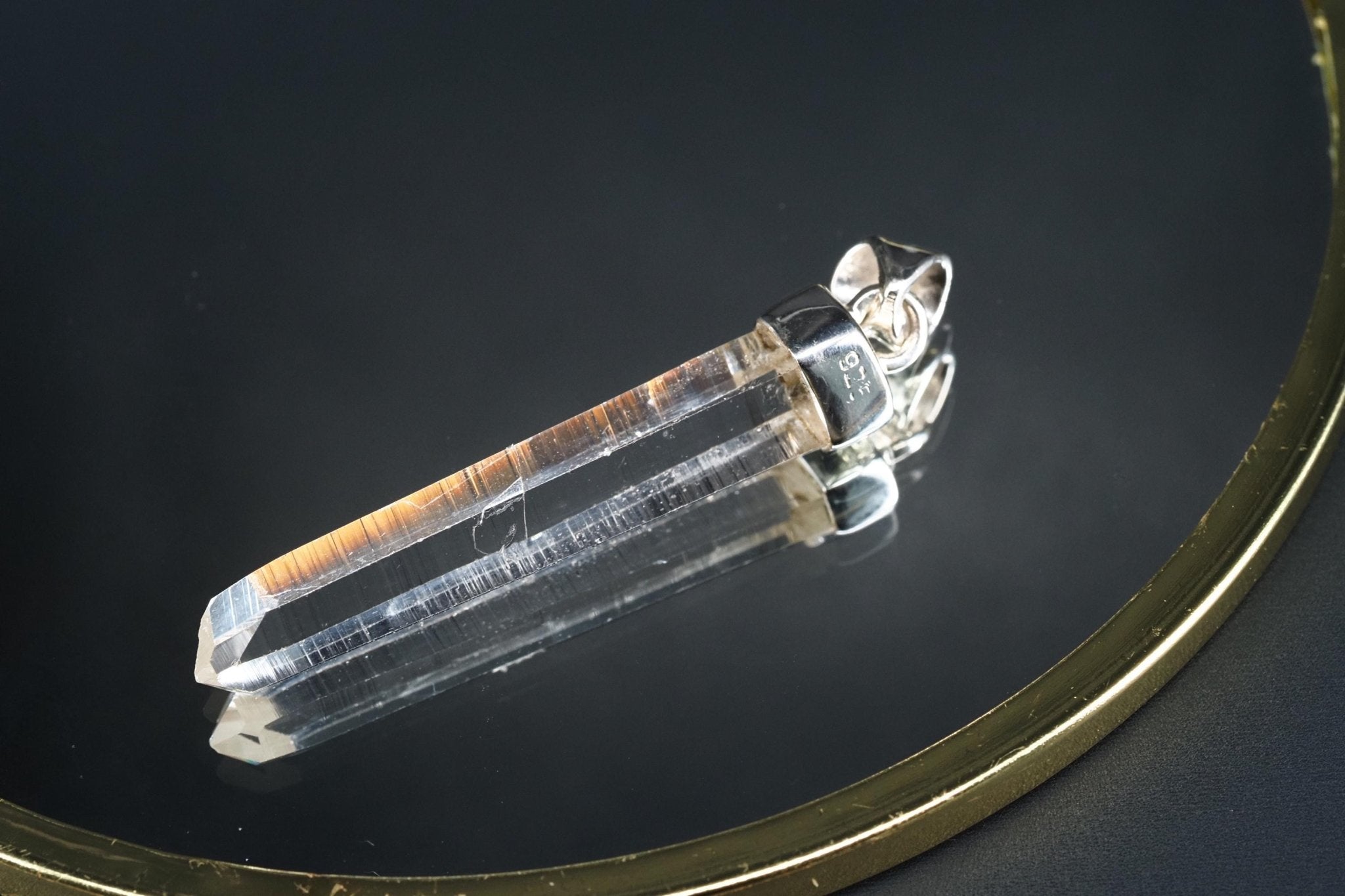 Lemurien Bergkristall Anhänger Silber Länge 46mm mit Öse