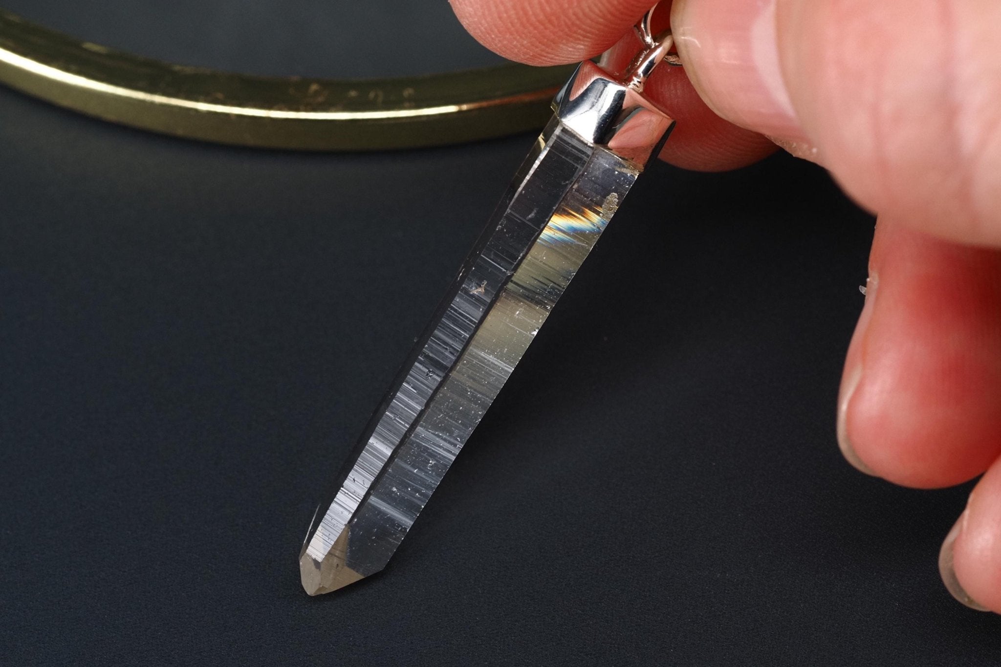 Lemurien Bergkristall Anhänger Silber Länge 49,7mm mit Öse