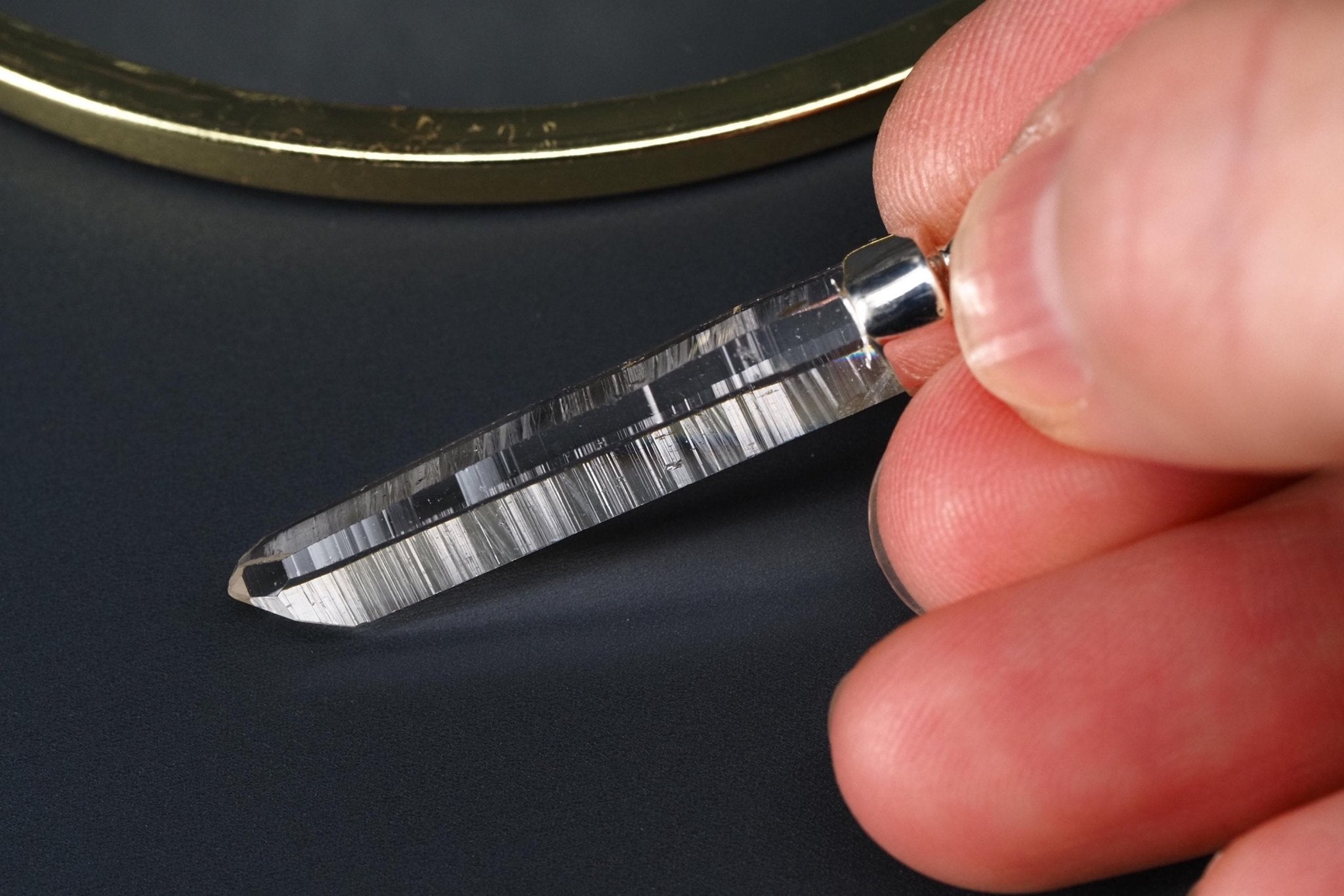 Lemurien Bergkristall Anhänger Silber Länge 49,7mm mit Öse