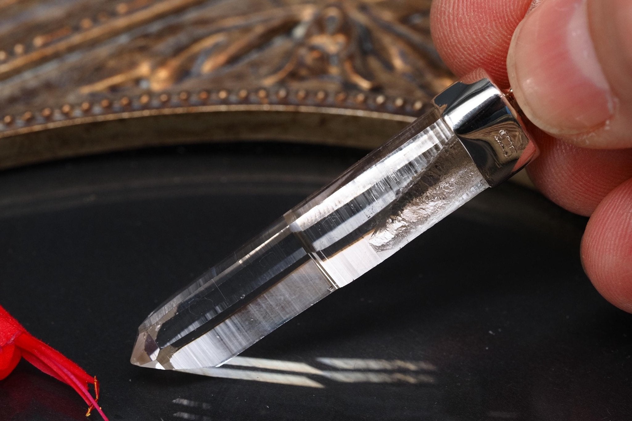 Lemurien Bergkristall Anhänger Silber Länge 49,8mm mit Öse