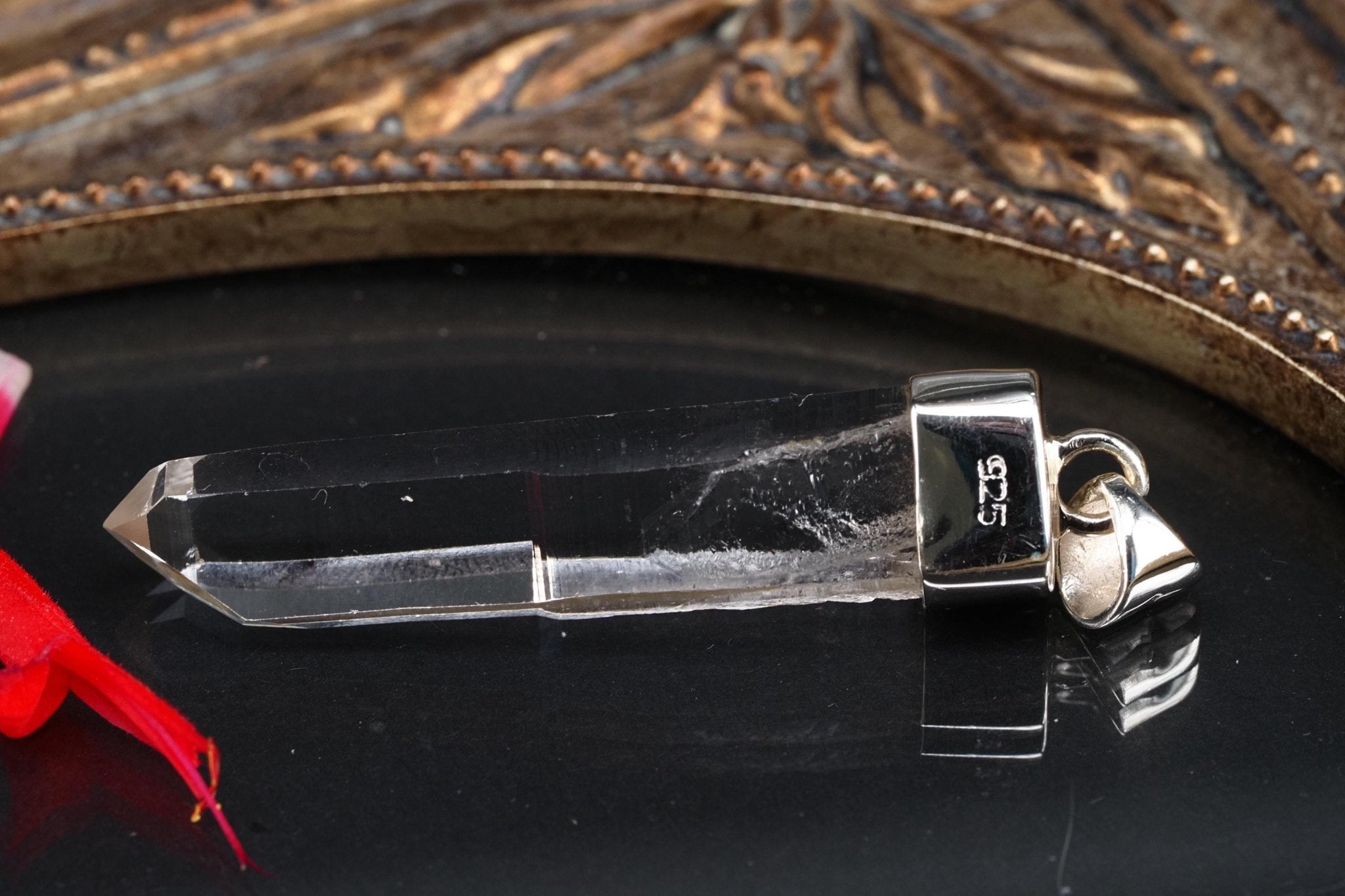 Lemurien Bergkristall Anhänger Silber Länge 49,8mm mit Öse