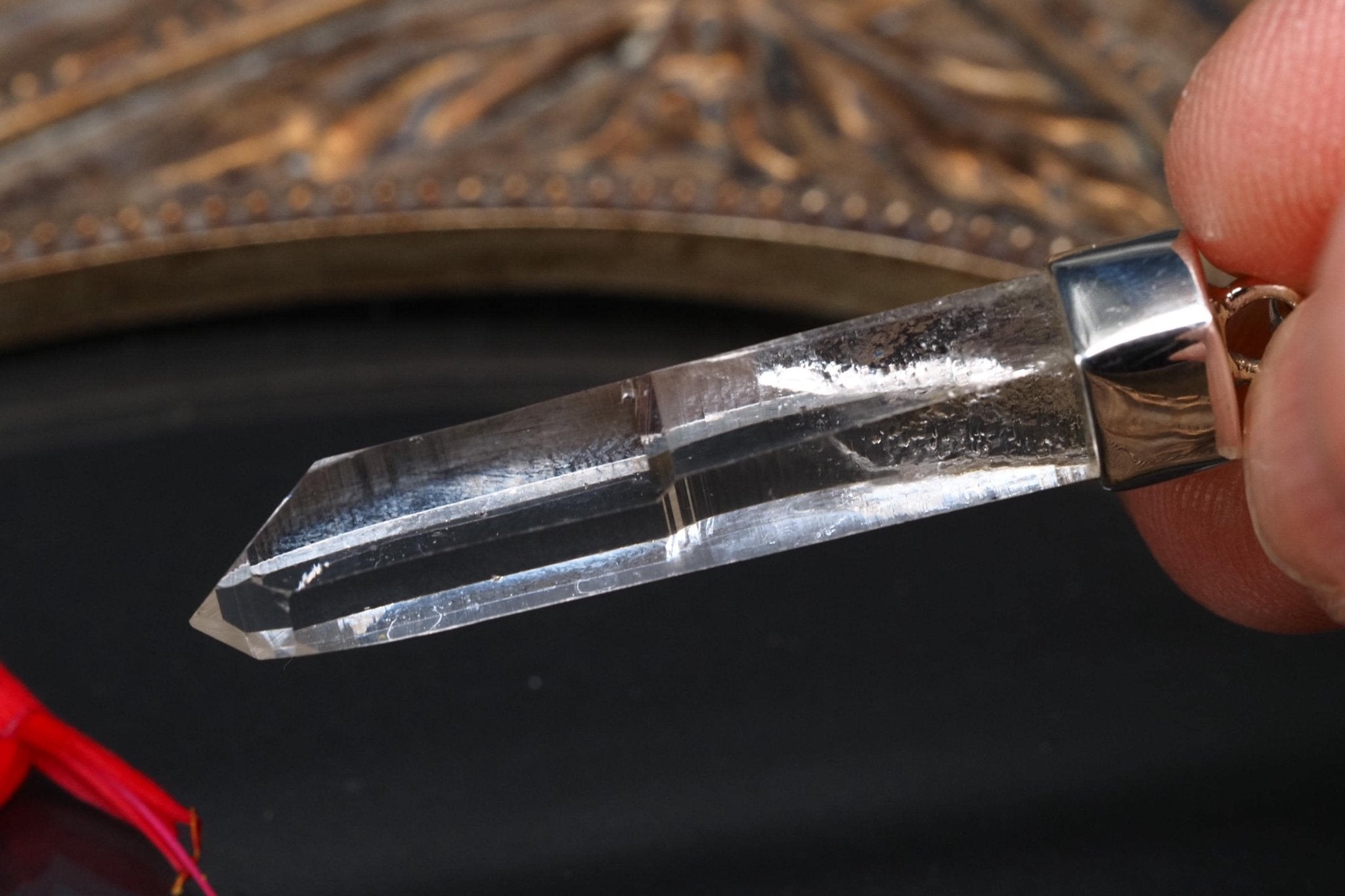 Lemurien Bergkristall Anhänger Silber Länge 49,8mm mit Öse