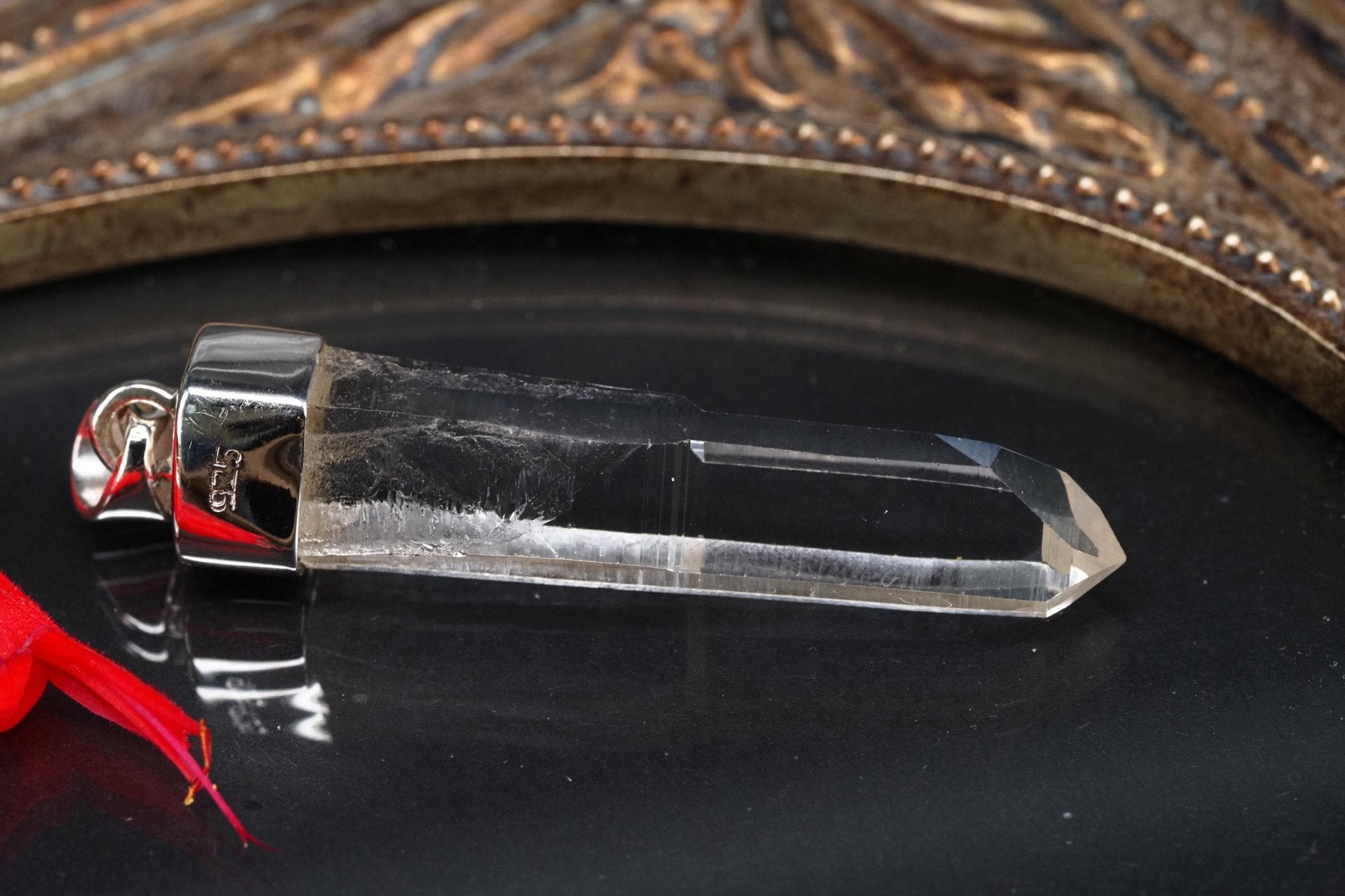 Lemurien Bergkristall Anhänger Silber Länge 49,8mm mit Öse