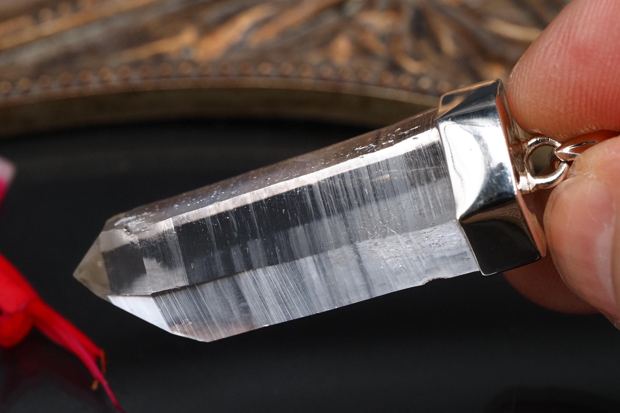 Lemurien Bergkristall Anhänger Silber Länge 49mm mit Öse