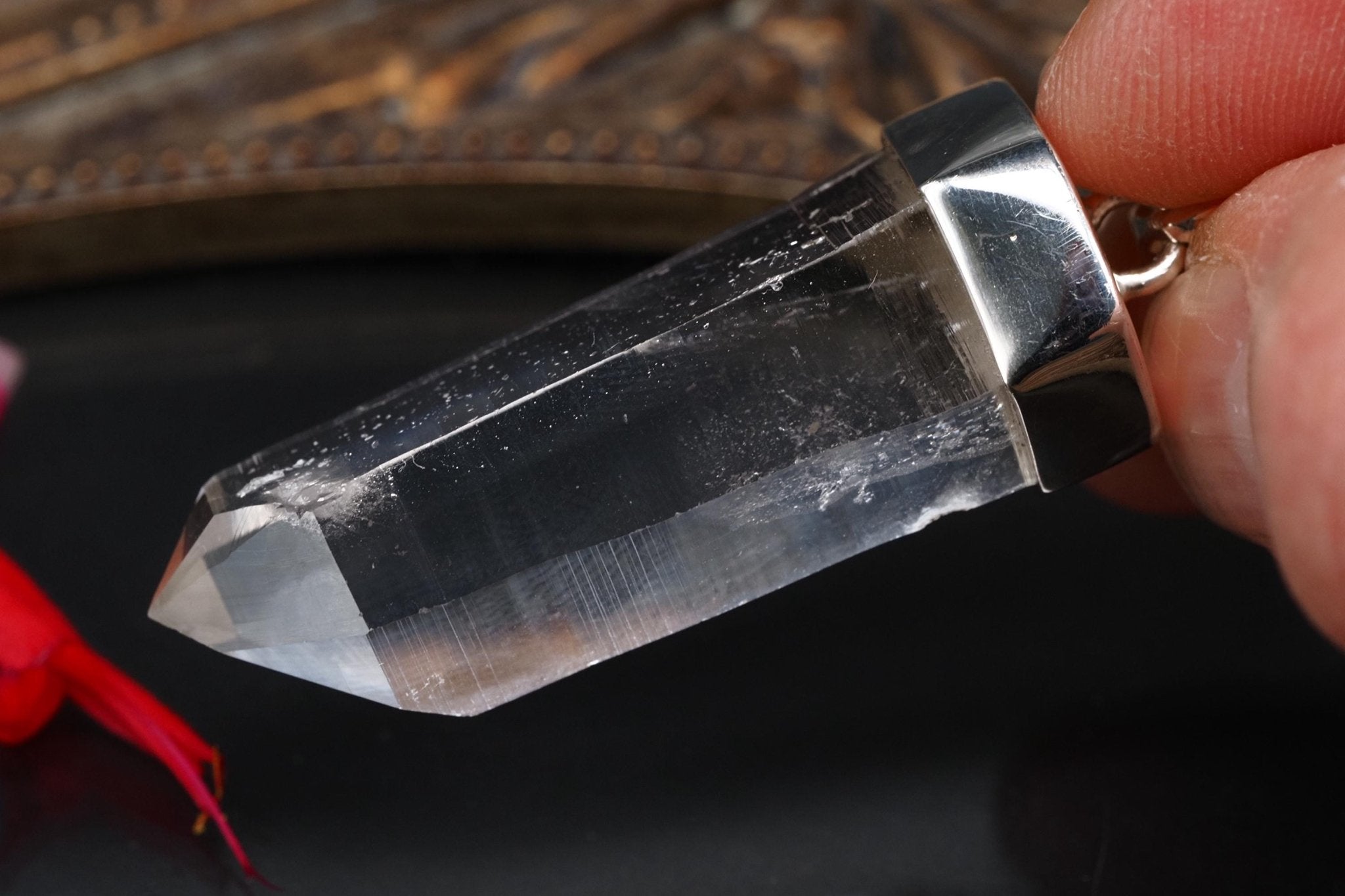 Lemurien Bergkristall Anhänger Silber Länge 49mm mit Öse