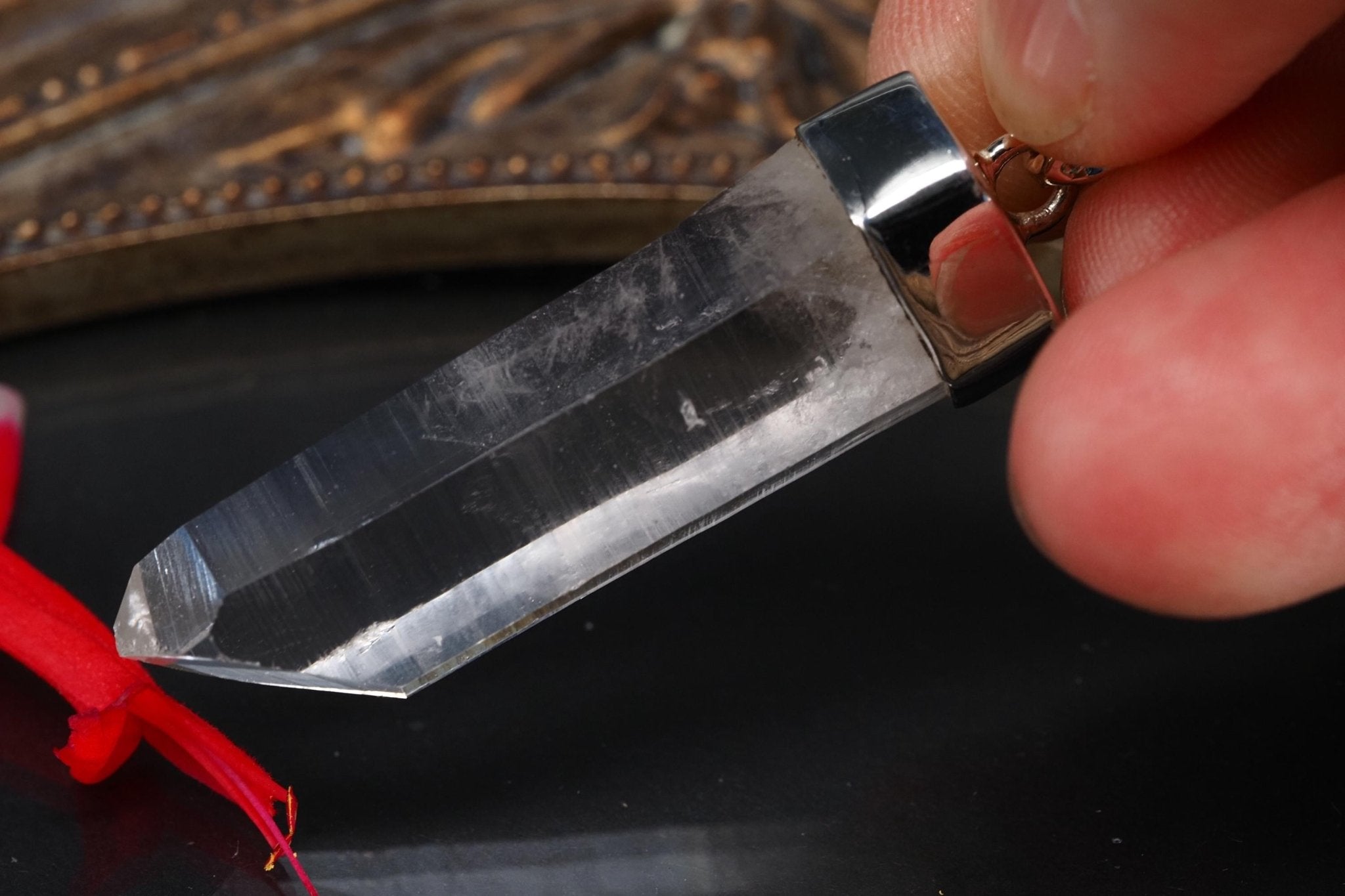 Lemurien Bergkristall Anhänger Silber Länge 50mm mit Öse