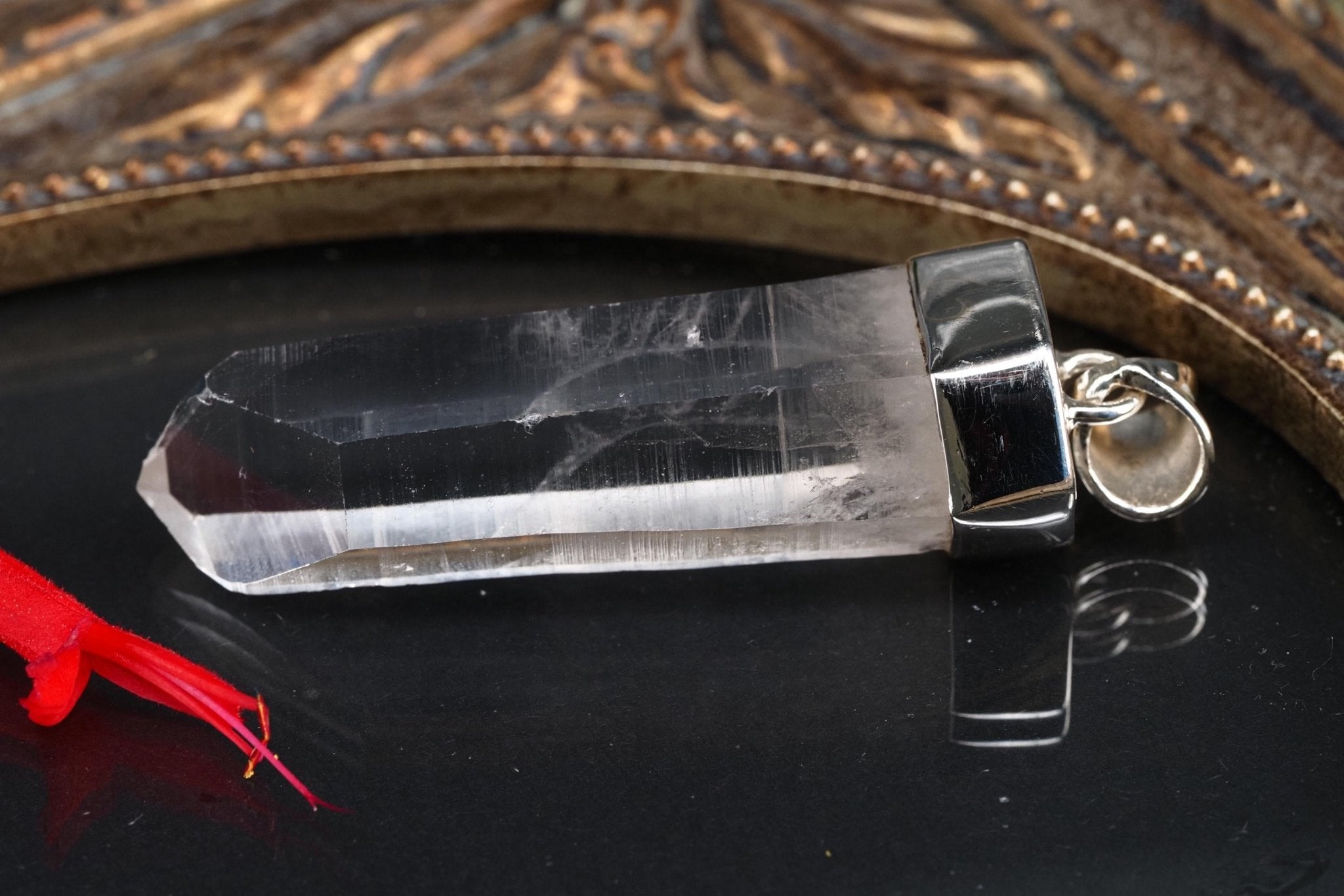 Lemurien Bergkristall Anhänger Silber Länge 50mm mit Öse