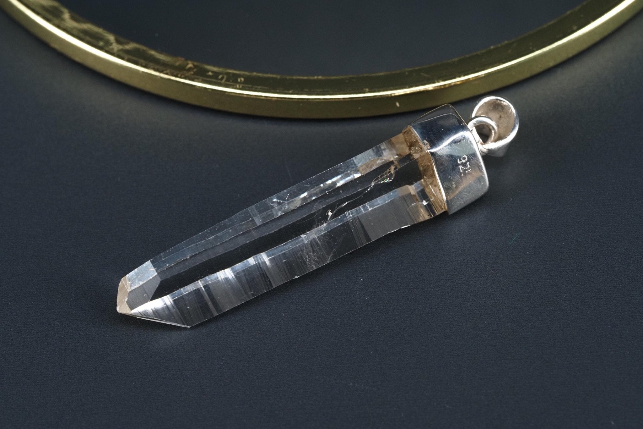 Lemurien Bergkristall Anhänger Silber Länge 50mm mit Öse