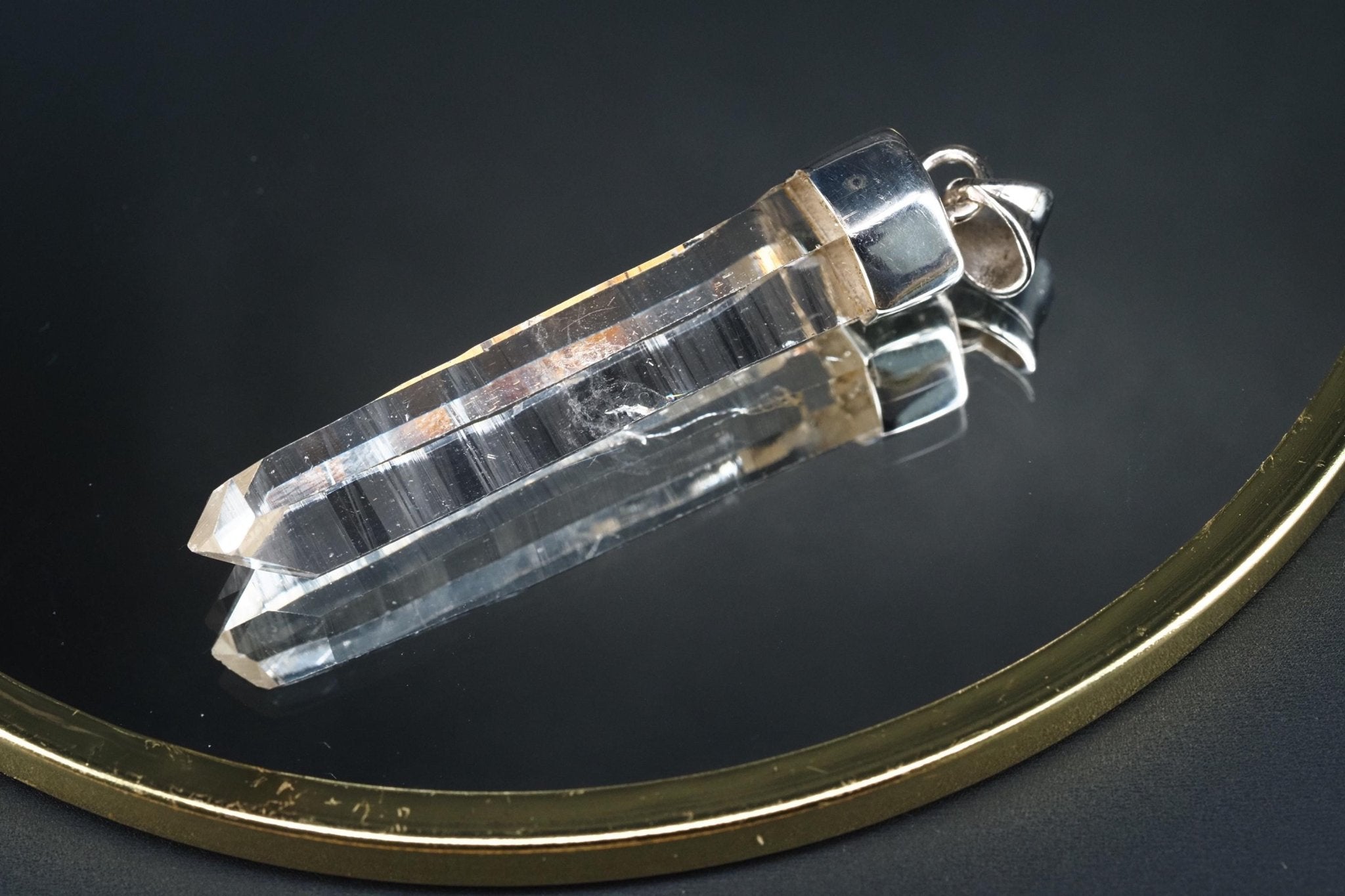 Lemurien Bergkristall Anhänger Silber Länge 50mm mit Öse