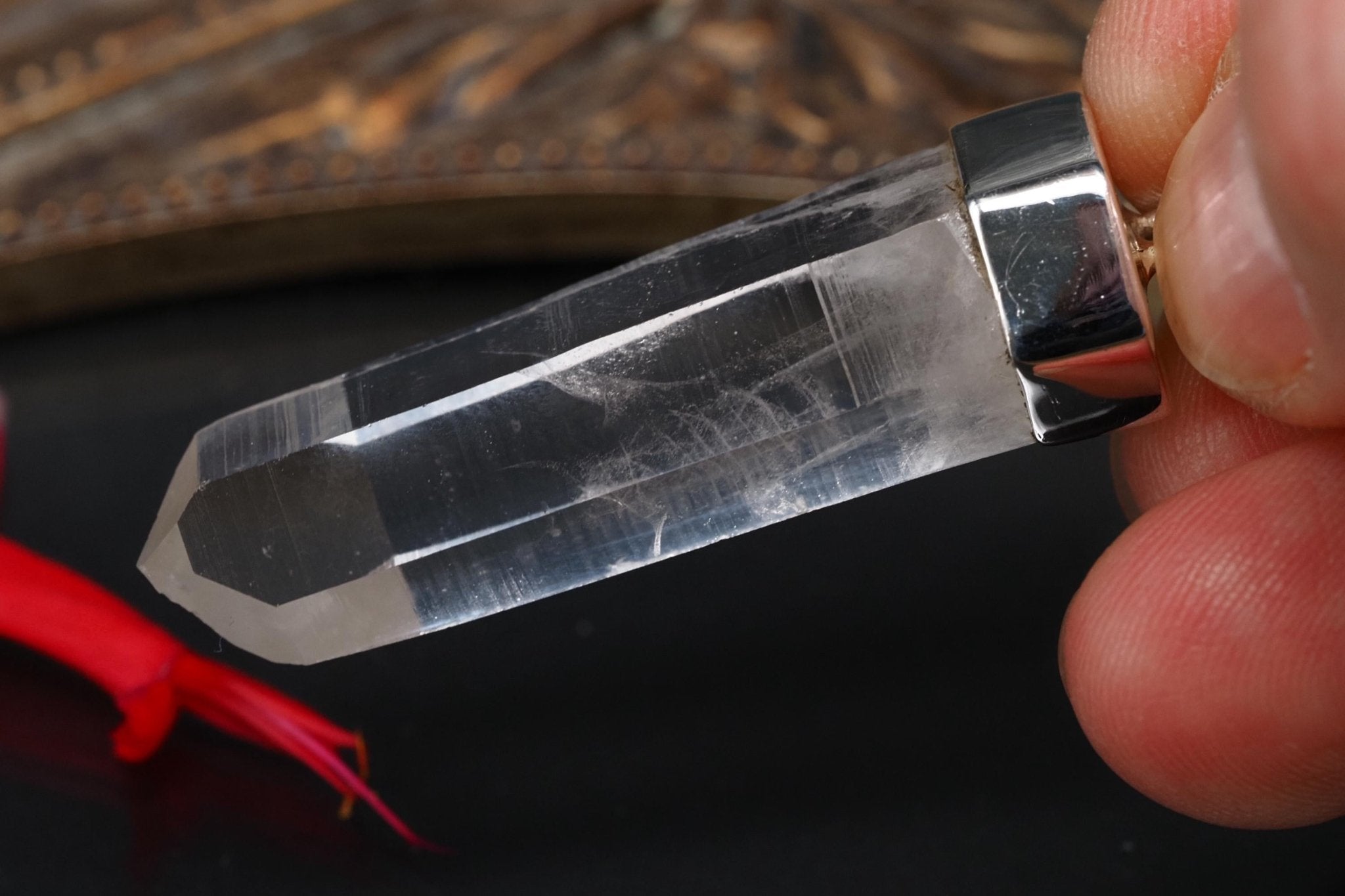 Lemurien Bergkristall Anhänger Silber Länge 50mm mit Öse