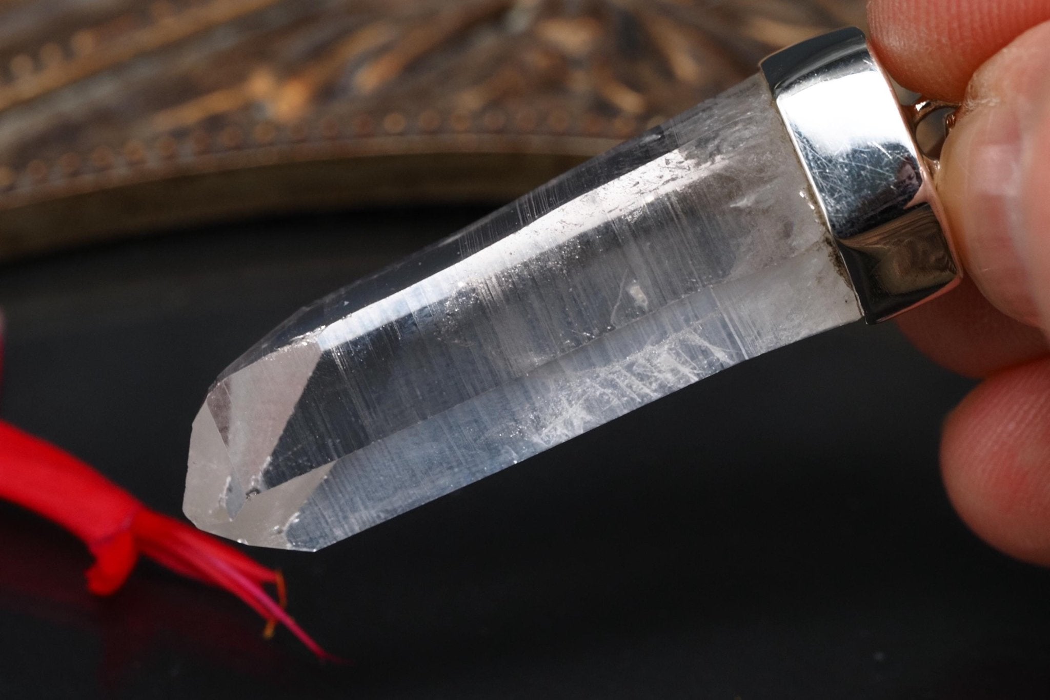 Lemurien Bergkristall Anhänger Silber Länge 50mm mit Öse